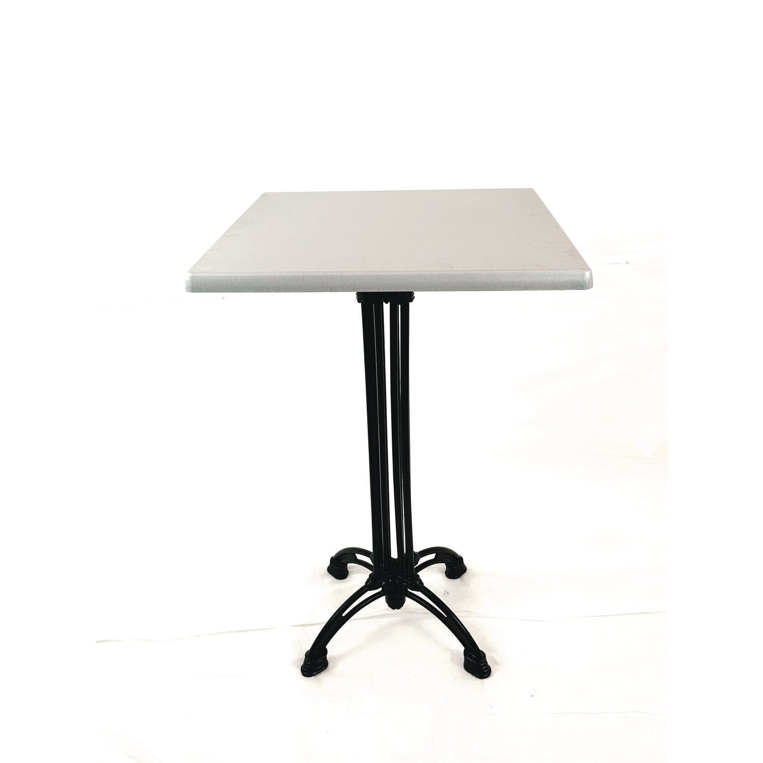 JMC Furniture Topalit Tables, Square, 32 x 32 x 44, Brushed Silver Top, Black Iron Base/Legs - Bloom Skins