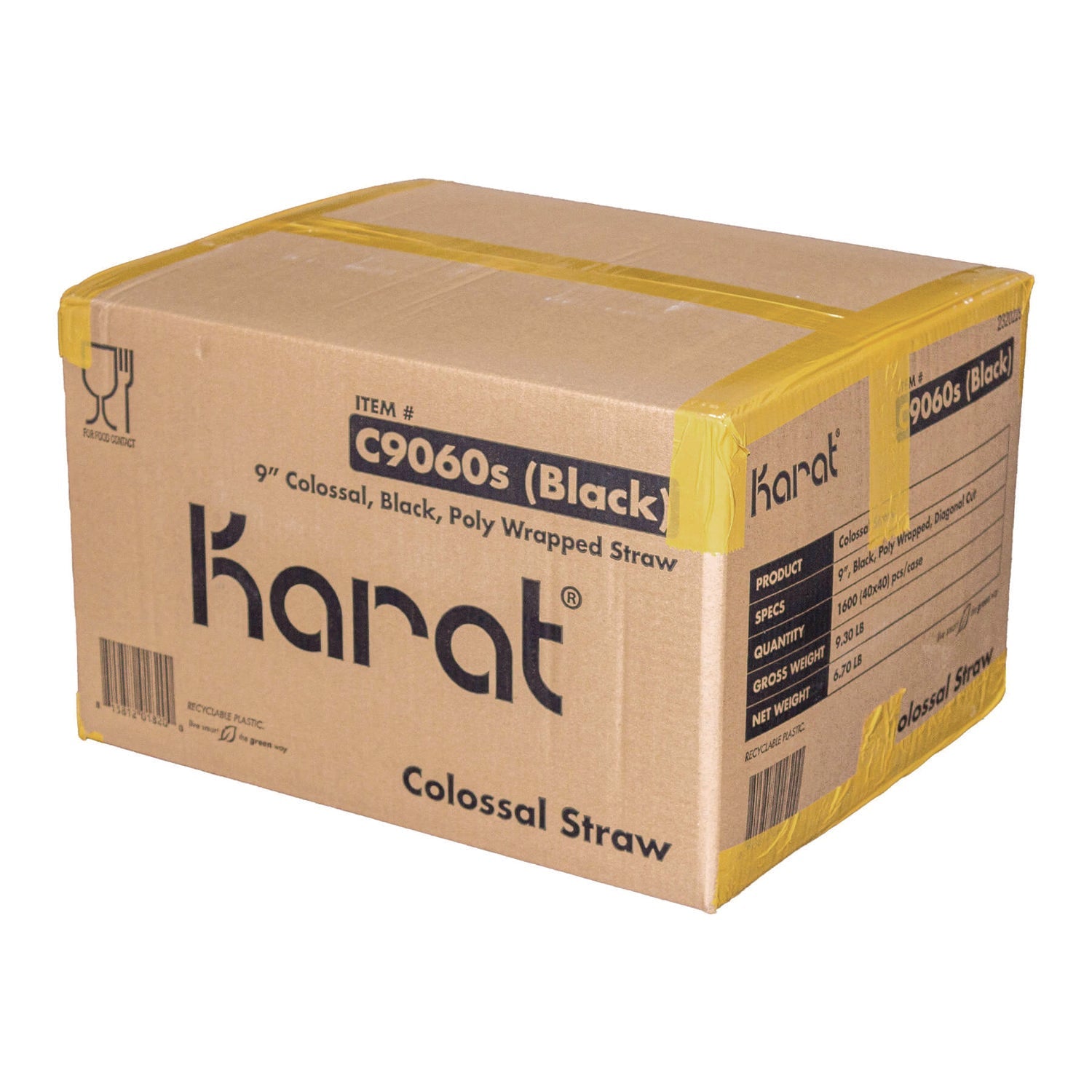 Karat® Boba Straws, 9", Black, 1,600/Carton - Bloom Skins