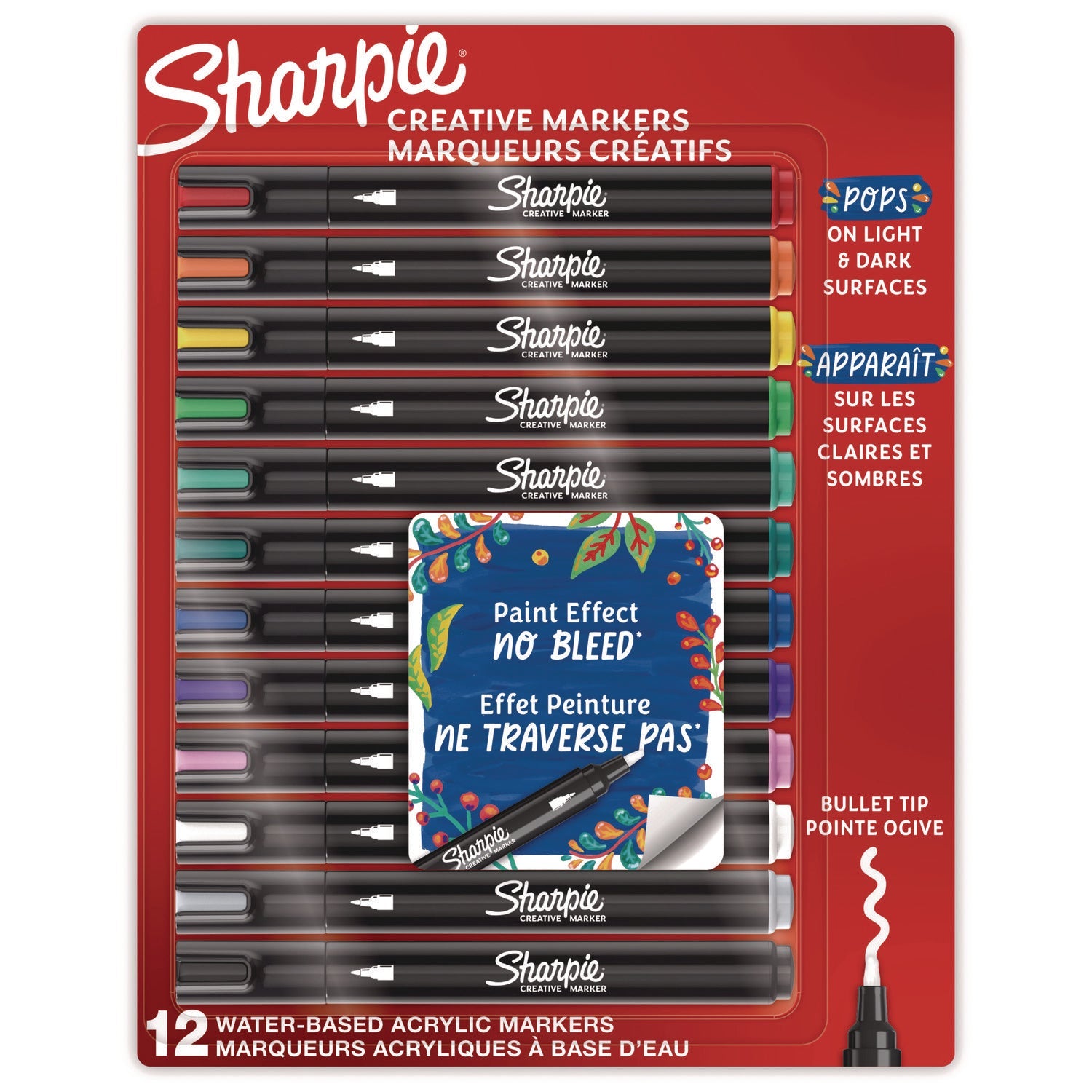 Sharpie® Creative Markers, Medium Bullet Tip, Assorted Colors, 12/Pack