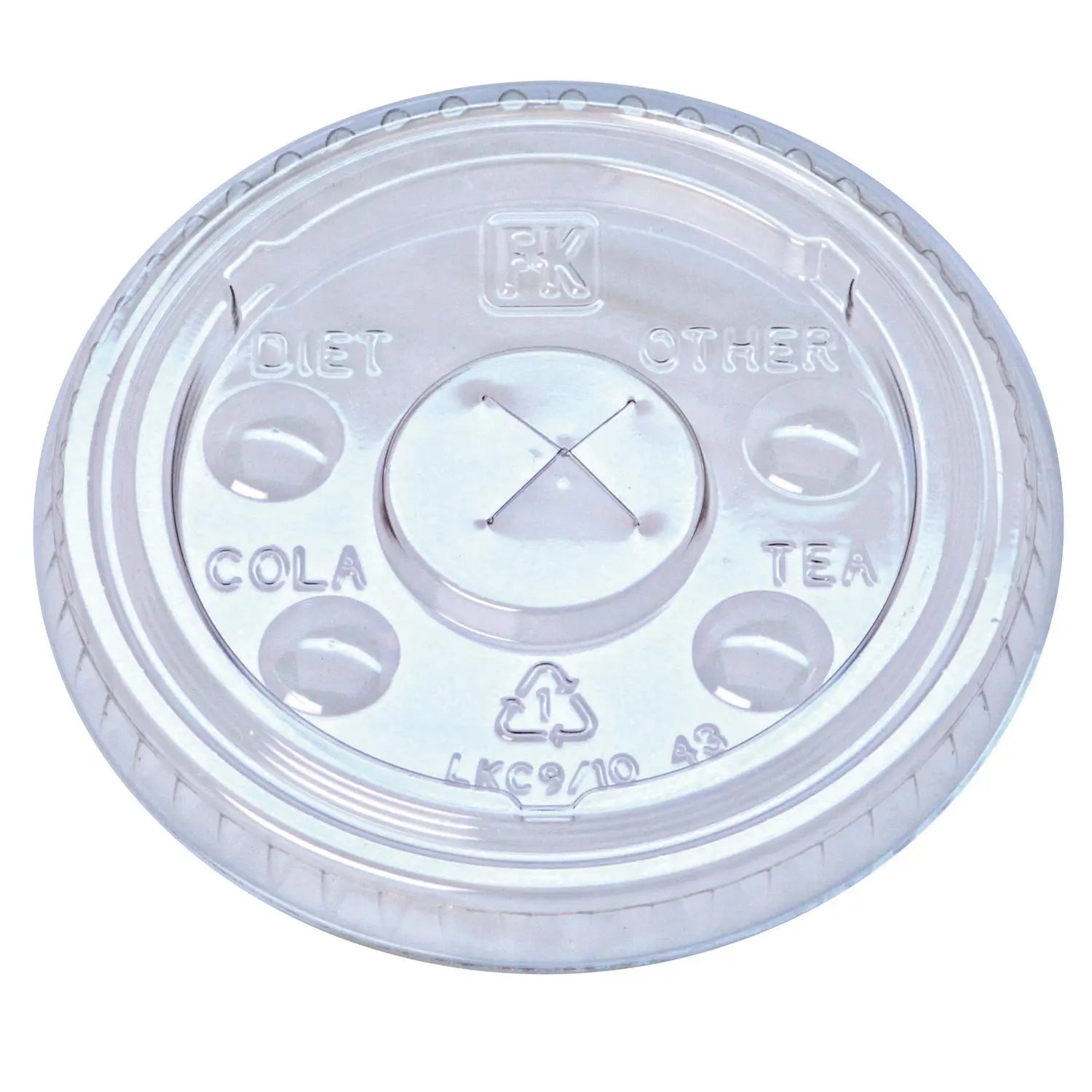 Fabri-Kal® Kal-Clear/Nexclear Drink Cup Lids, X-Style Straw Slot/Flavor Buttons, Fits 9 oz to 10 oz Cold Cups, Plastic, Clear, 2,500/CT