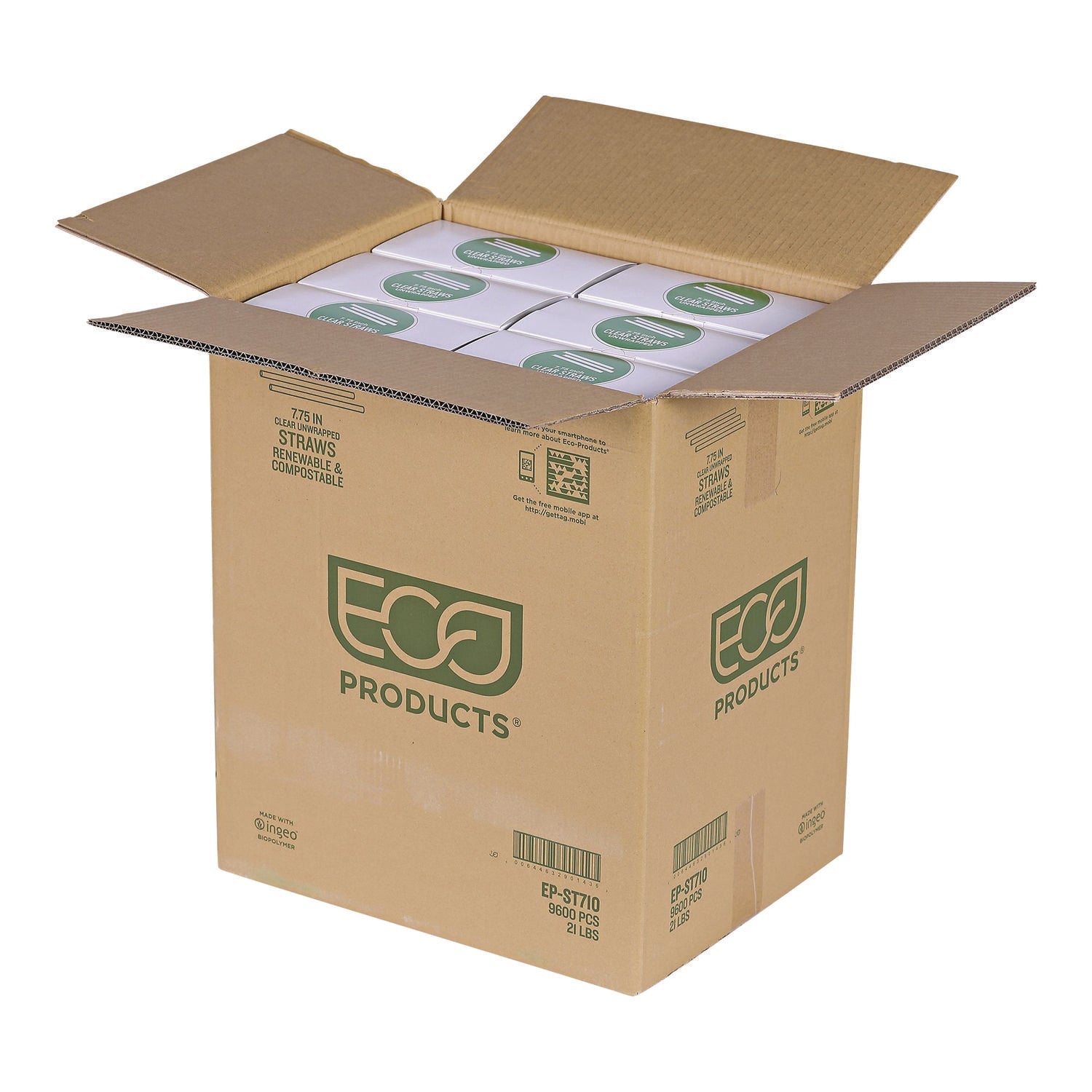 Eco-Products® Pla Straws, 7.75", 400/pack, 24 Packs/carton