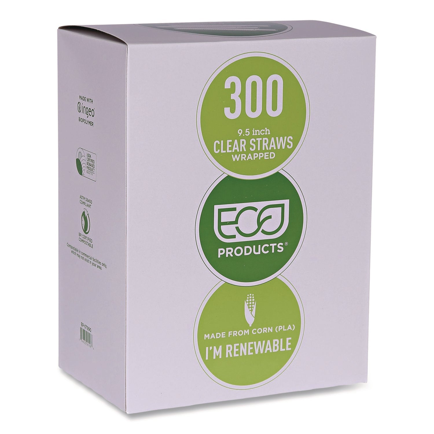 Eco-Products® Wrapped Straw, 9.5", Clear, Plastic, 4,800/Carton
