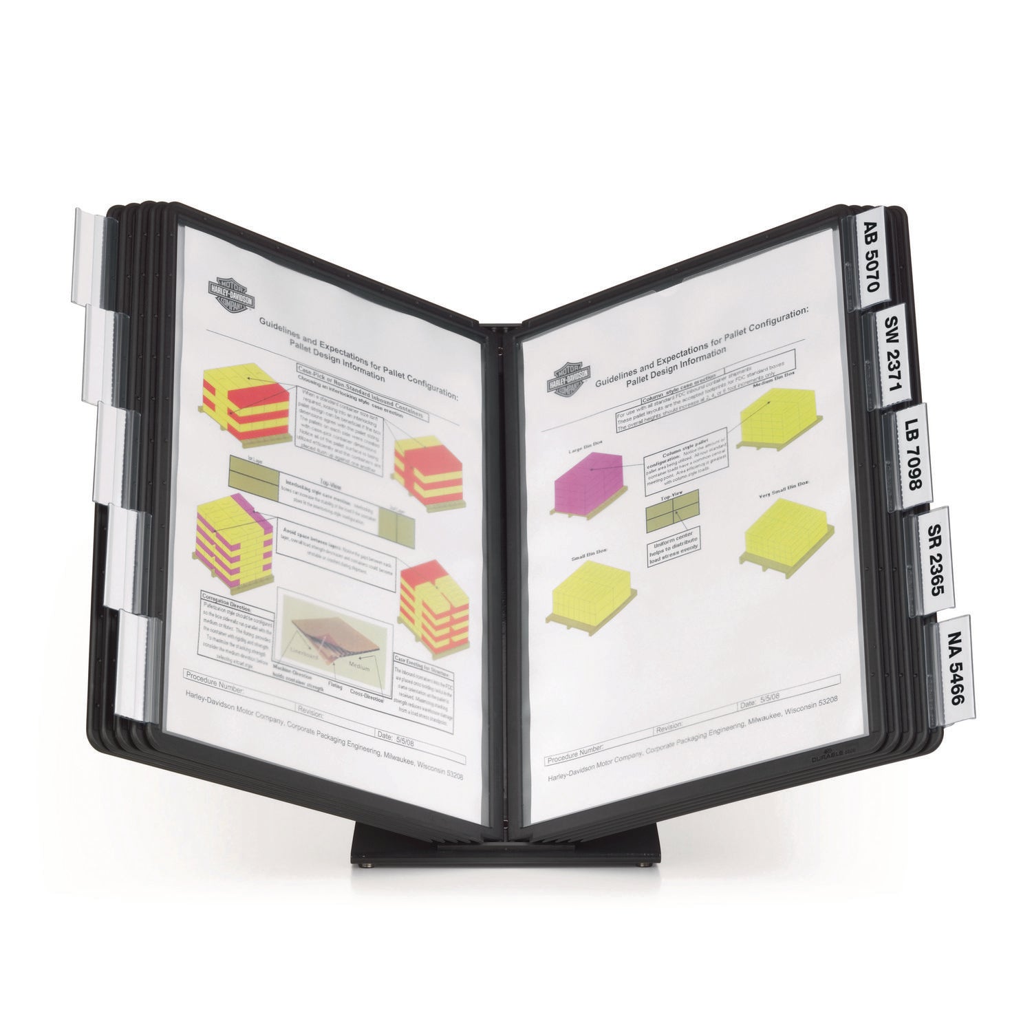 Durable® VARIO Document Holder, 10 Panels 15.5 x 6.5 x 10.75, Black Borders