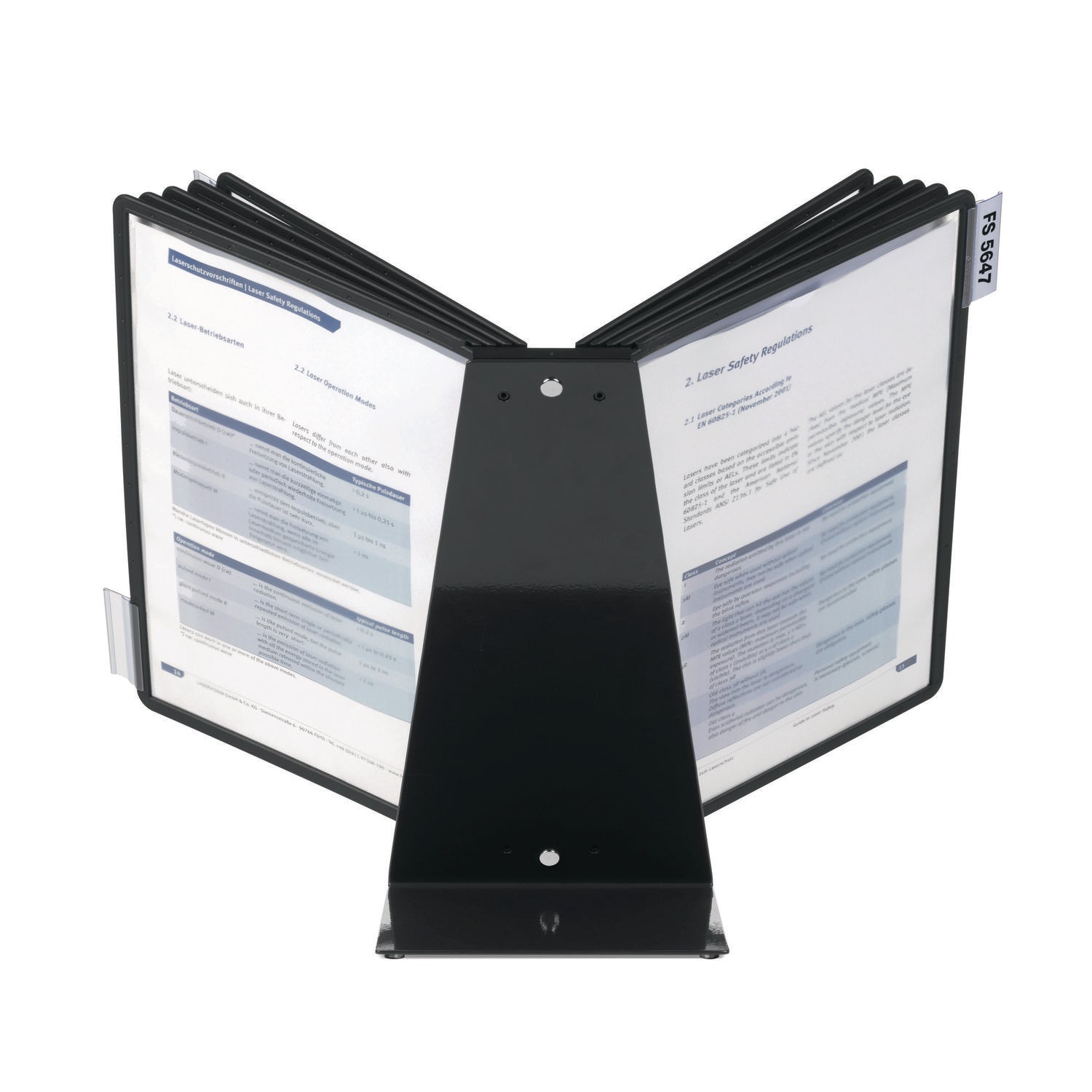 Durable® VARIO Document Holder, 10 Panels 15.5 x 6.5 x 10.75, Black Borders