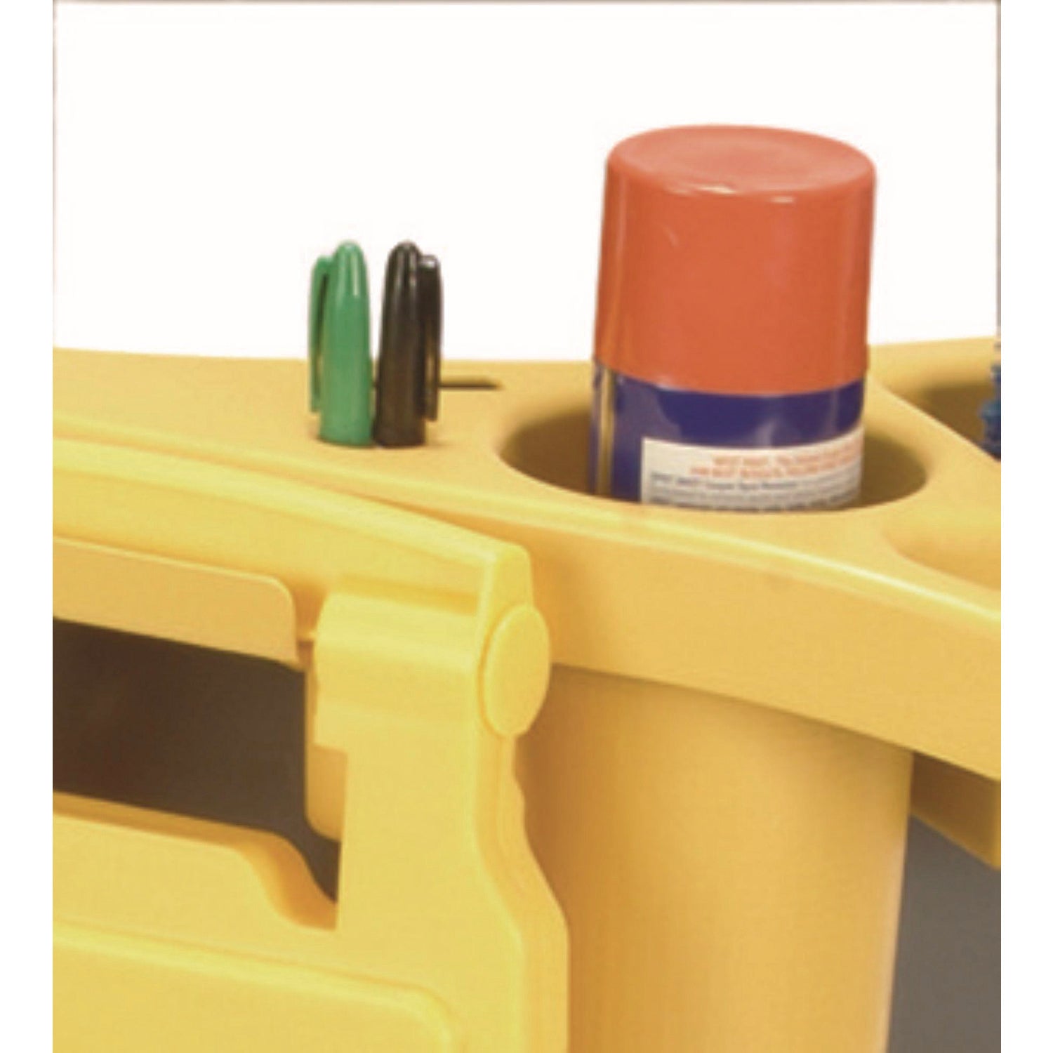 Rubbermaid® Commercial BRUTE Standard Brute Rim Caddy, Four Compartments, Fits 32.5" Diameter Cans, 26.5 x 6.75, Yellow