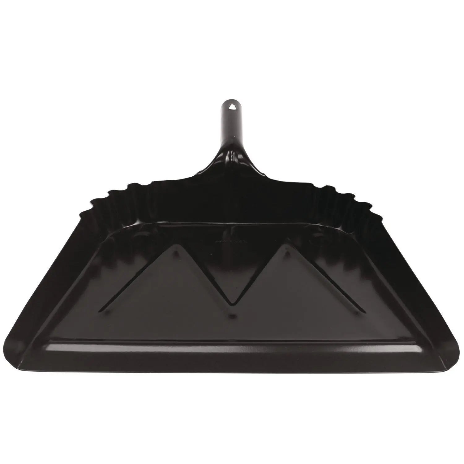 Impact® Heavy-Duty Commercial Dust Pan, 16 X 15.5, 5.38" Handle, 20-Gauge Steel, Black