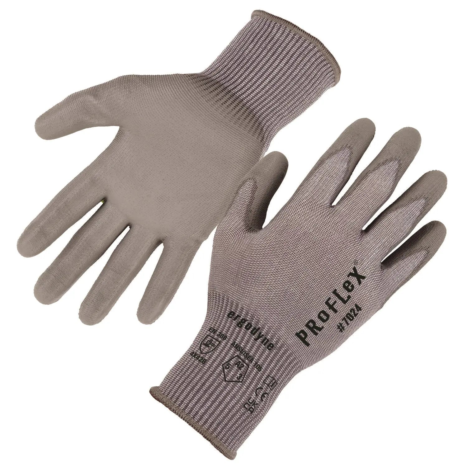 ergodyne® ProFlex 7024 ANSI A2 PU Coated CR Gloves, Gray, X-Small, Pair