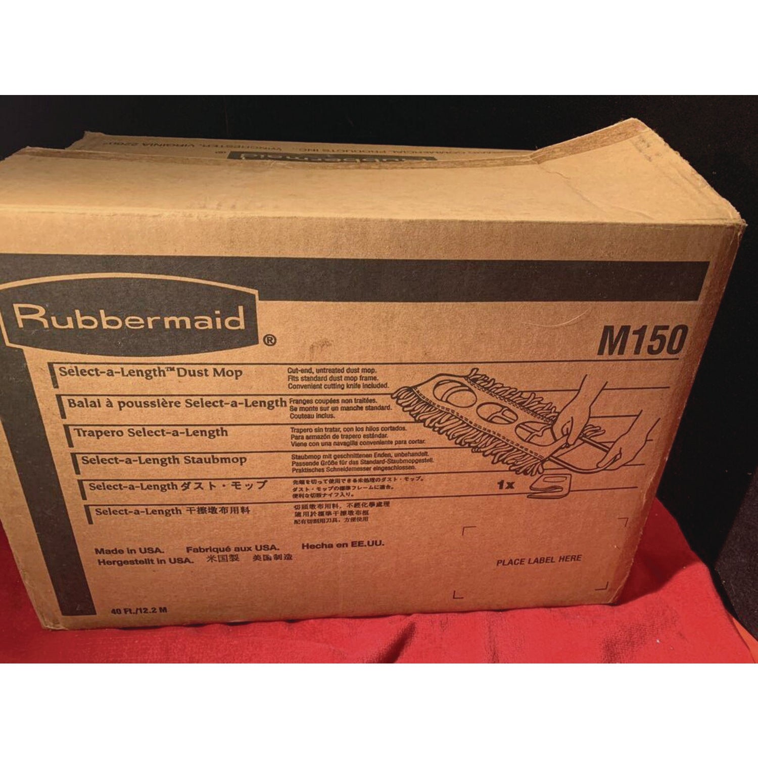 Rubbermaid® Commercial Cut To Length Dust Mops, Cotton, White, Cut-End, 5 X 40 Ft, 1 Box