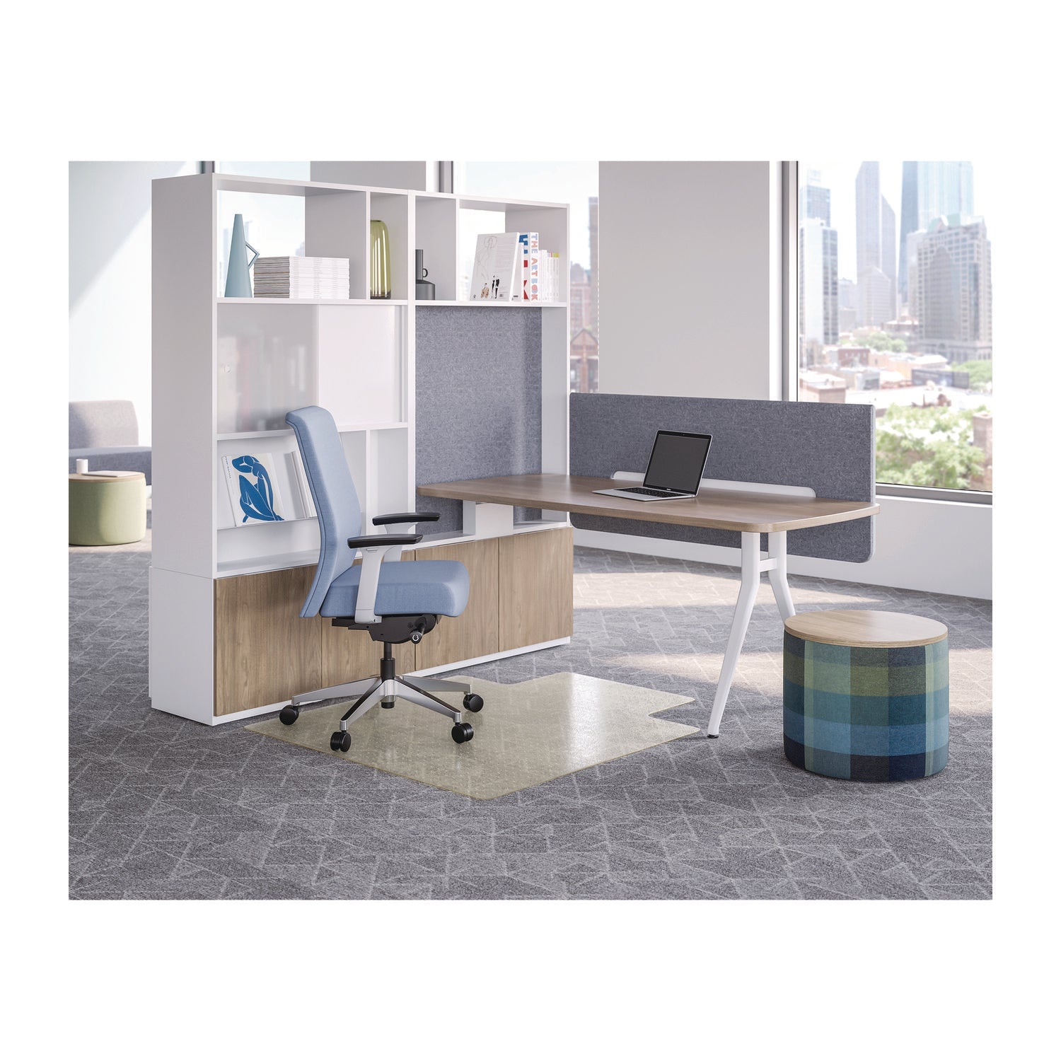 deflecto® Oceanmat Carpet Chair Mat, 45 x 53, Lipped, Clear