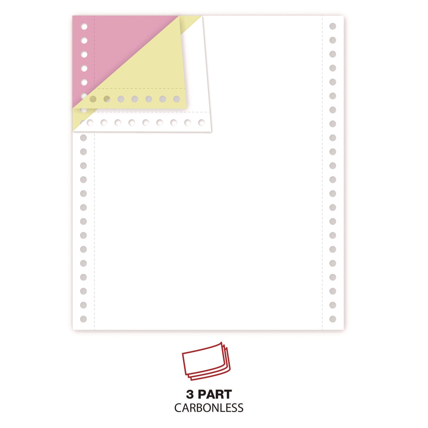 Universal® Printout Paper, 3-Part, 15 lb Bond Weight, 9.5 x 11, White/Canary/Pink, 1,200/Carton
