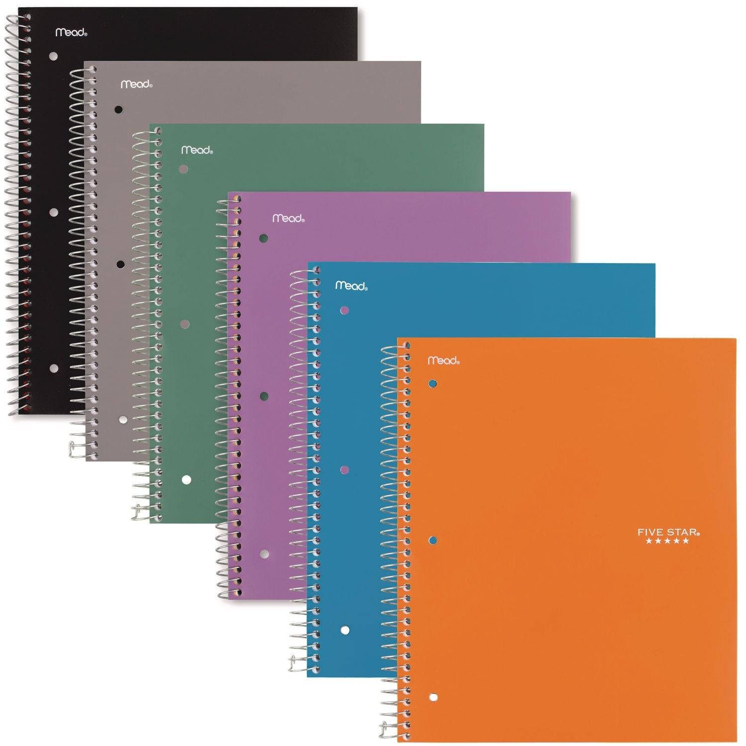 Five Star® Wirebound Notebook with 2 Pockets, 1-Subject, Quadrille Rule (4 sq/in), Randomly Assorted Cover Color, (100) 11 x 8.5 Sheets