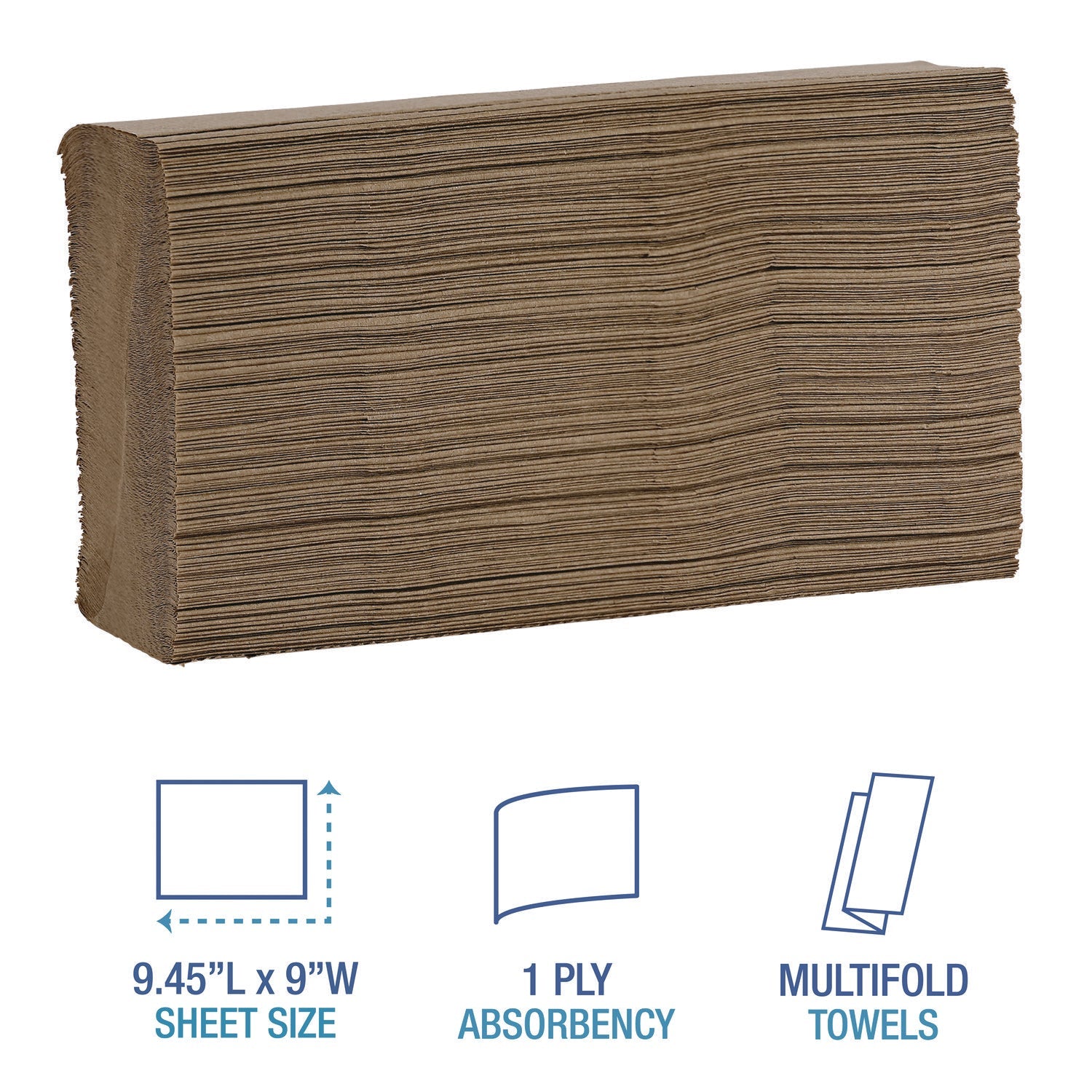 Boardwalk® Multifold Paper Towels, 1-Ply, 9 x 9.45, Natural, 250/Pack, 16 Packs/Carton