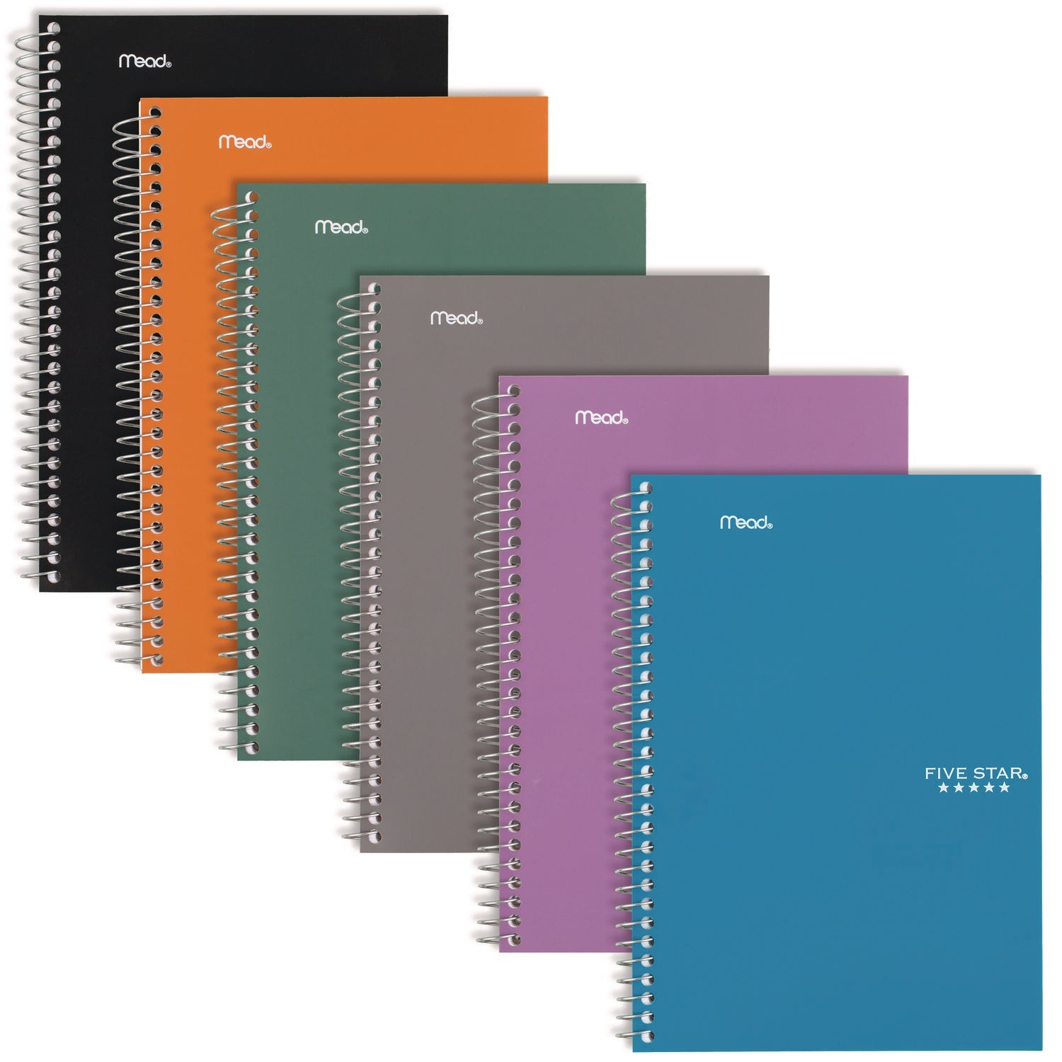 Five Star® Wirebound Notebook, 2-Subject, Medium/College Rule, Randomly Assorted Cover Color, (80) 9.6 x 6 Sheets