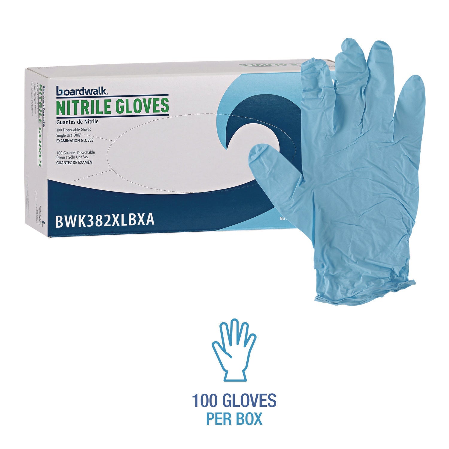 Boardwalk® Disposable Examination Nitrile Gloves, X-Large, Blue, 5 mil, 100/Box