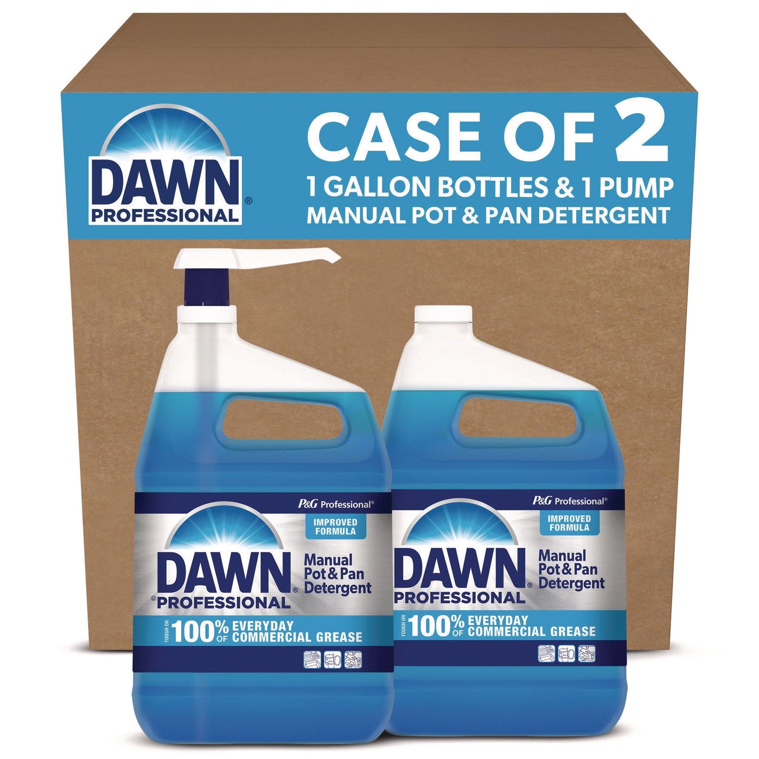 Dawn® Professional Manual Pot and Pan Dish Detergent with Pump, Original Scent, (1) Pump and (2) 1 gal Bottles/Carton