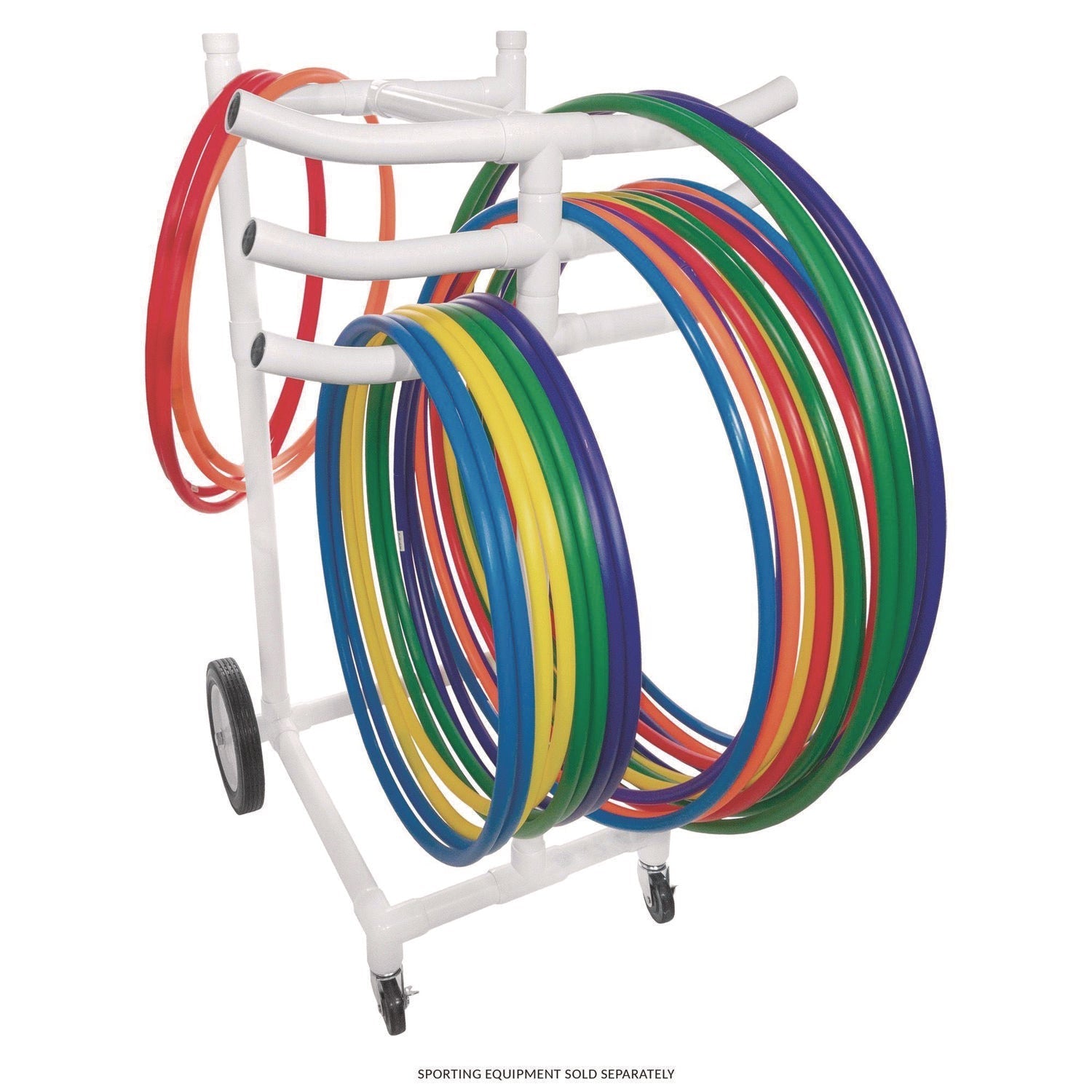 Champion Sports Hoop Storage Rack, Plastic, 176 lb Capacity, 26 x 22 x 49, White