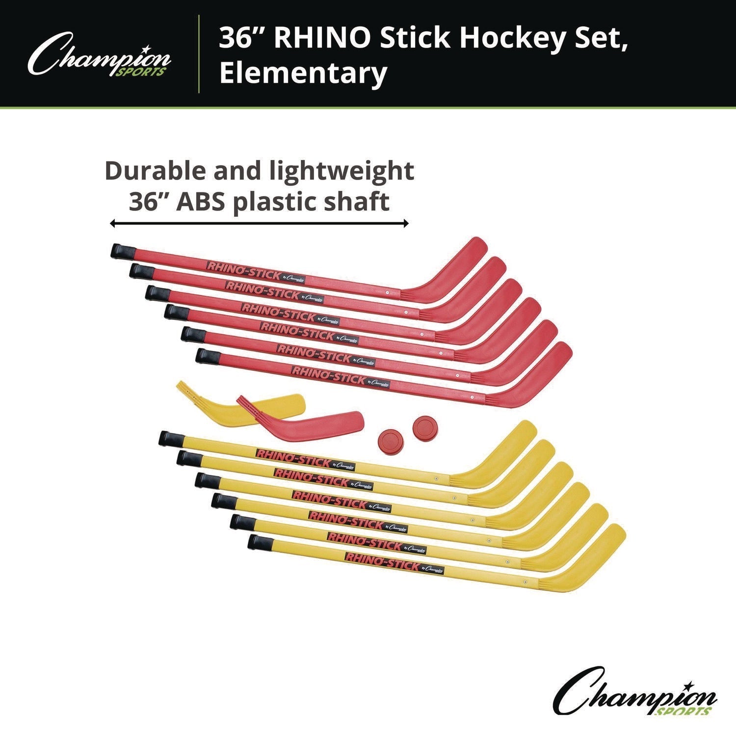 Champion Sports Indoor ABS Kids Hockey Set, 2 Pucks, 12 Sticks
