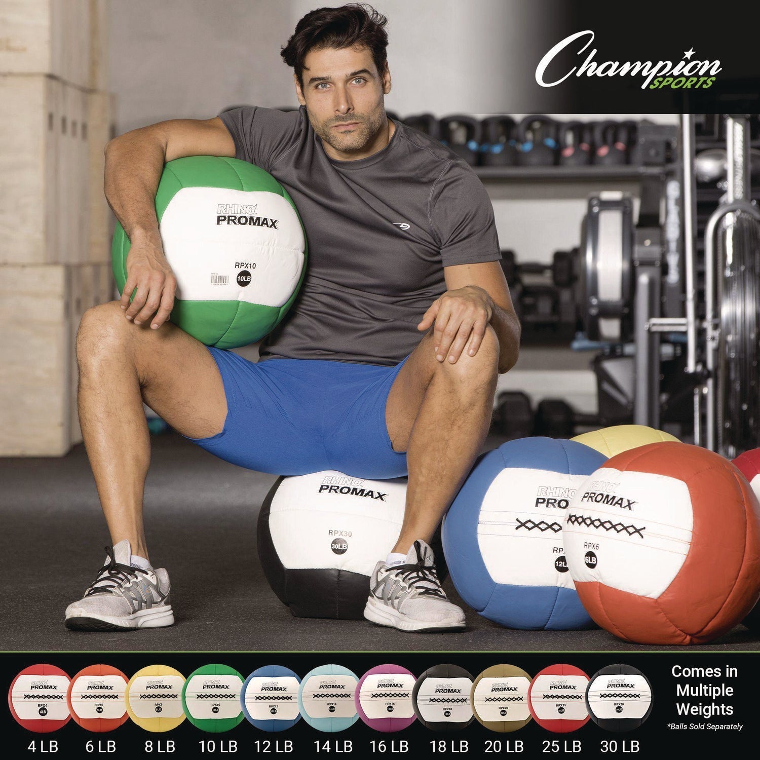 Champion Sports Rhino Promax Medicine Ball, 4 lb, Red
