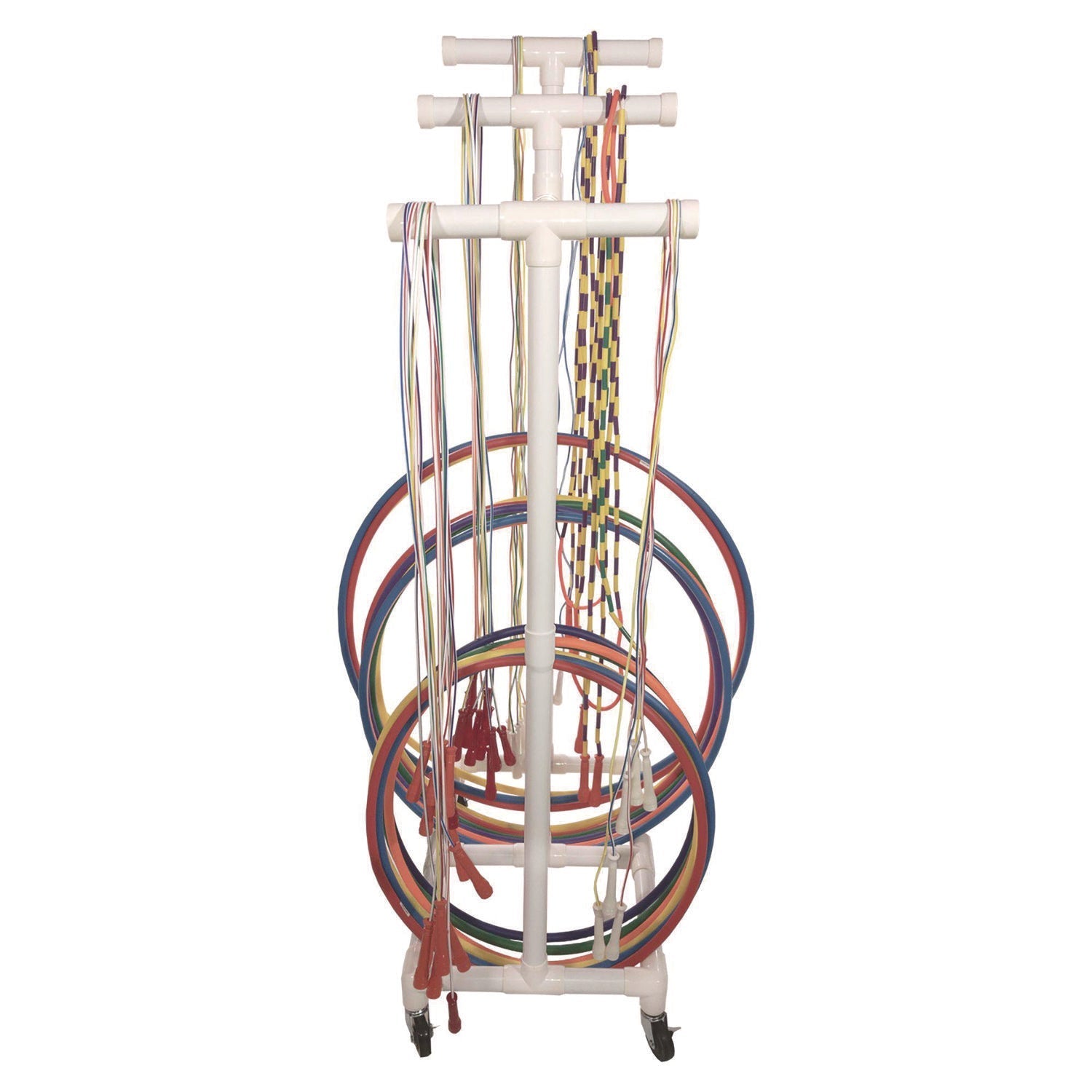 Champion Sports Jump Rope and Hoop Cart, Plastic, 19 x 28 x 69, White