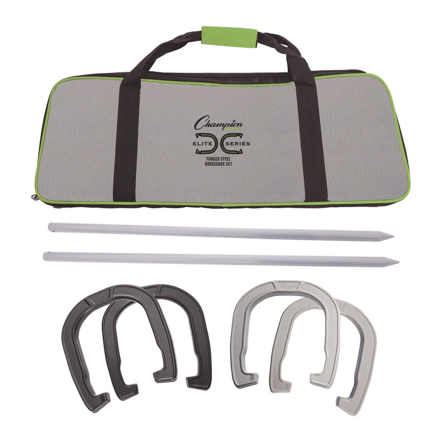 Champion Sports Forged Steel Horseshoe Set, 4 Horseshoes/2 Stakes/Carry Bag/Rules Sheet