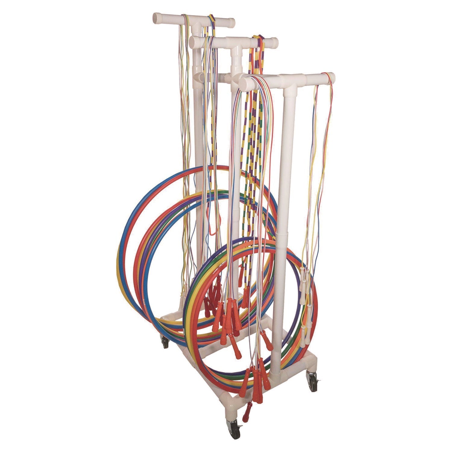 Champion Sports Jump Rope and Hoop Cart, Plastic, 19 x 28 x 69, White