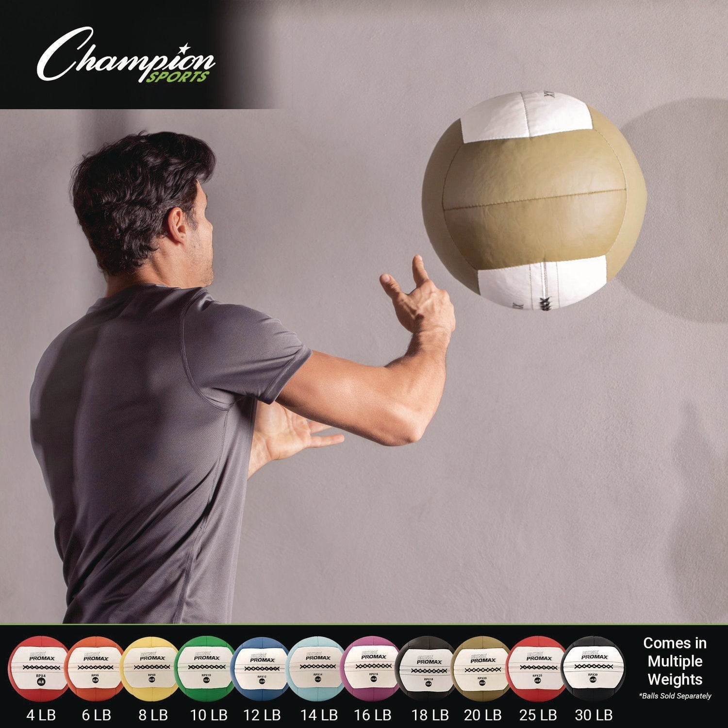 Champion Sports Rhino Promax Medicine Ball, 4 lb, Red