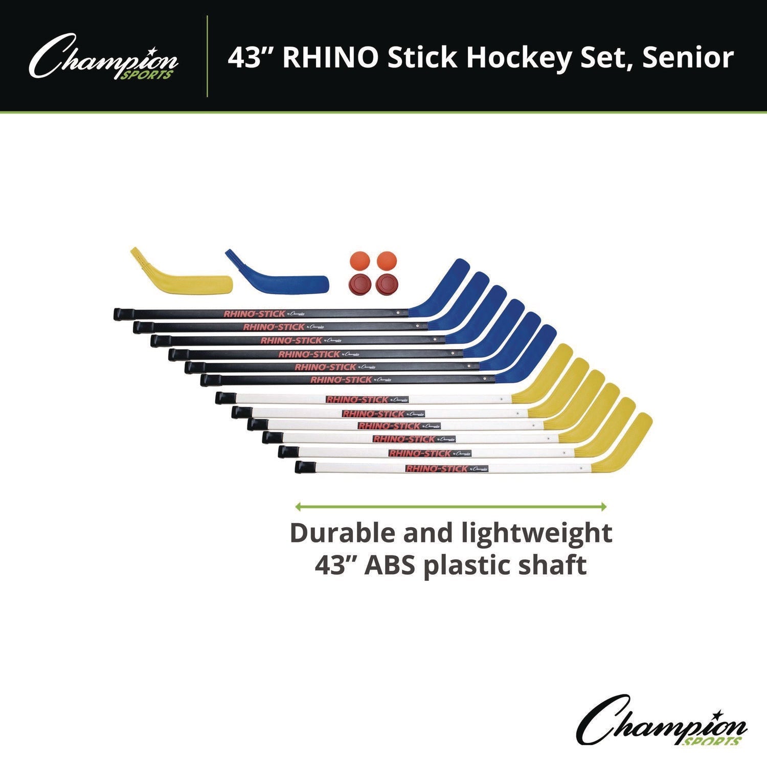 Champion Sports 43" Rhino Stick Hockey Set, 12 Sticks/2 Pucks/2 Balls/2 Extra Blades