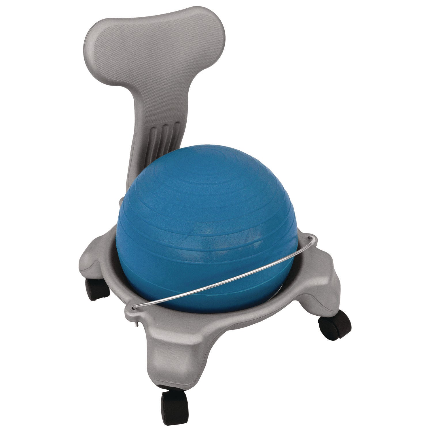 Champion Sports Kid's Ball Chair, Supports Up to 264 lb, 12.5" Seat Height, Blue Seat, Silver Base