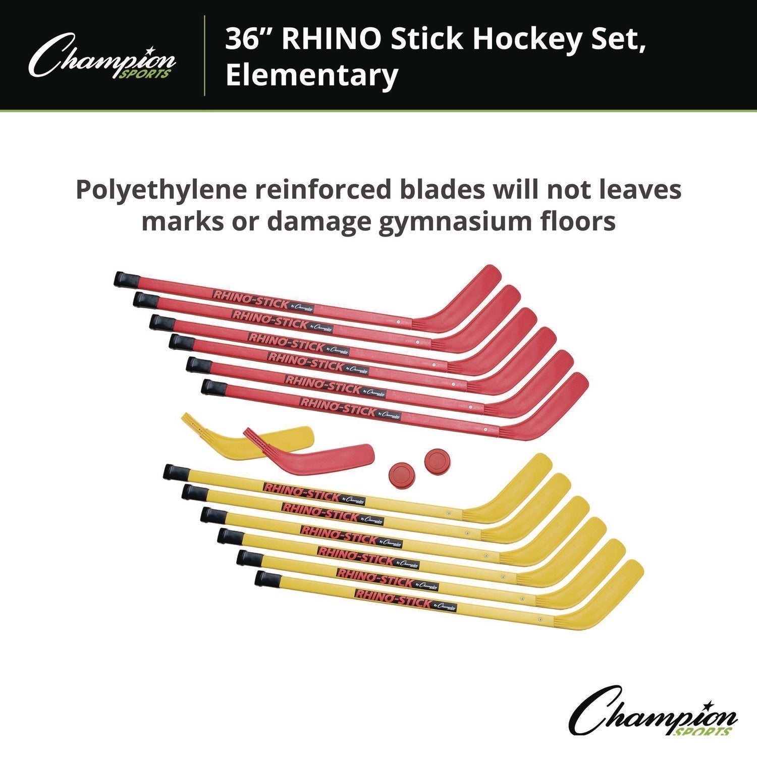 Champion Sports Indoor ABS Kids Hockey Set, 2 Pucks, 12 Sticks