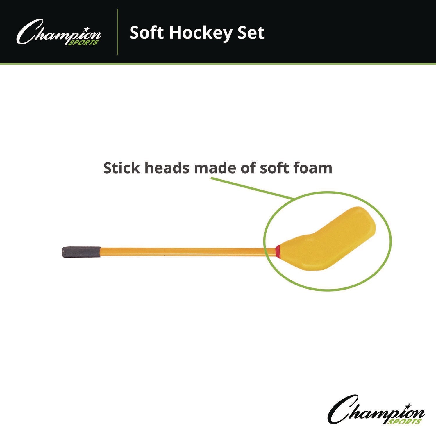 Champion Sports Rhino Soft Hockey Set, 30" Long, (10) Sticks/7" Ball/4" Puck