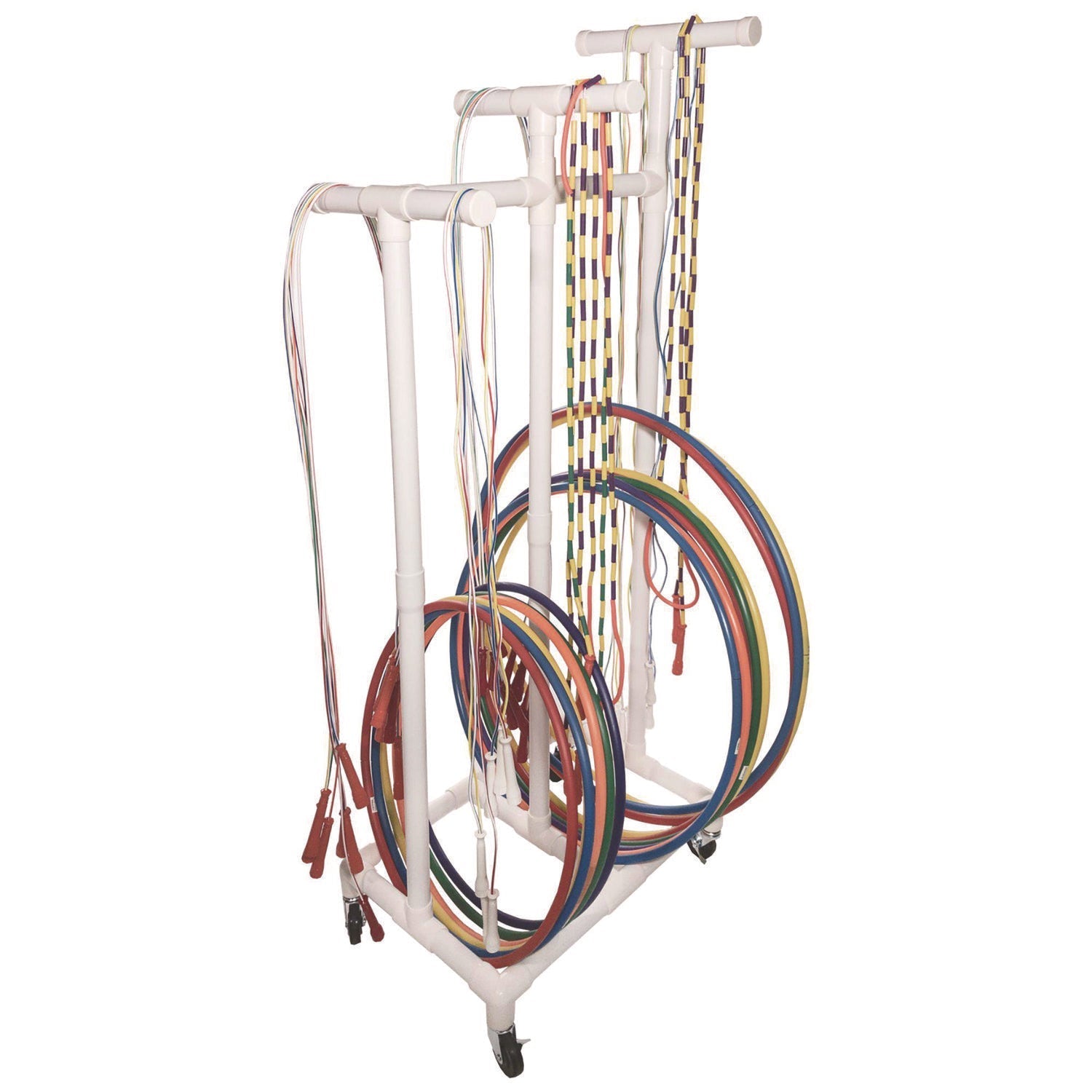 Champion Sports Jump Rope and Hoop Cart, Plastic, 19 x 28 x 69, White