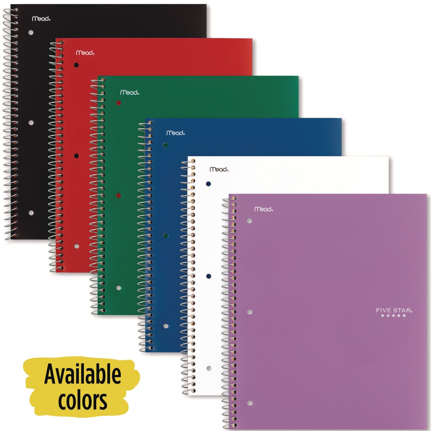 Five Star® Wirebound Notebook, 1-Subject, Wide/Legal Rule, Randomly Assorted Cover Color, (100) 10.5 x 9.18 Sheets