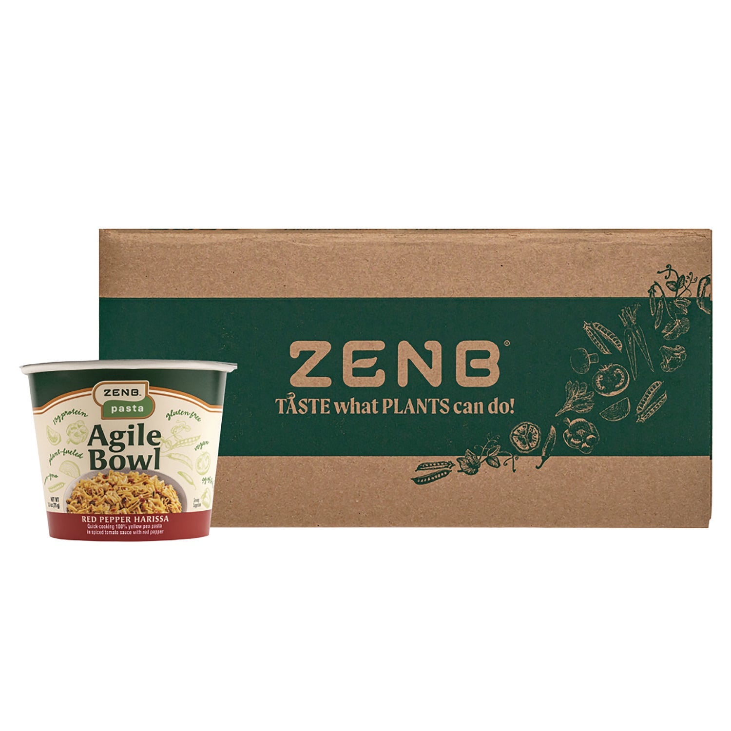 ZENB® Instant Meals, Red Pepper Harissa Pasta, 2.8 oz Bowl, Dozen