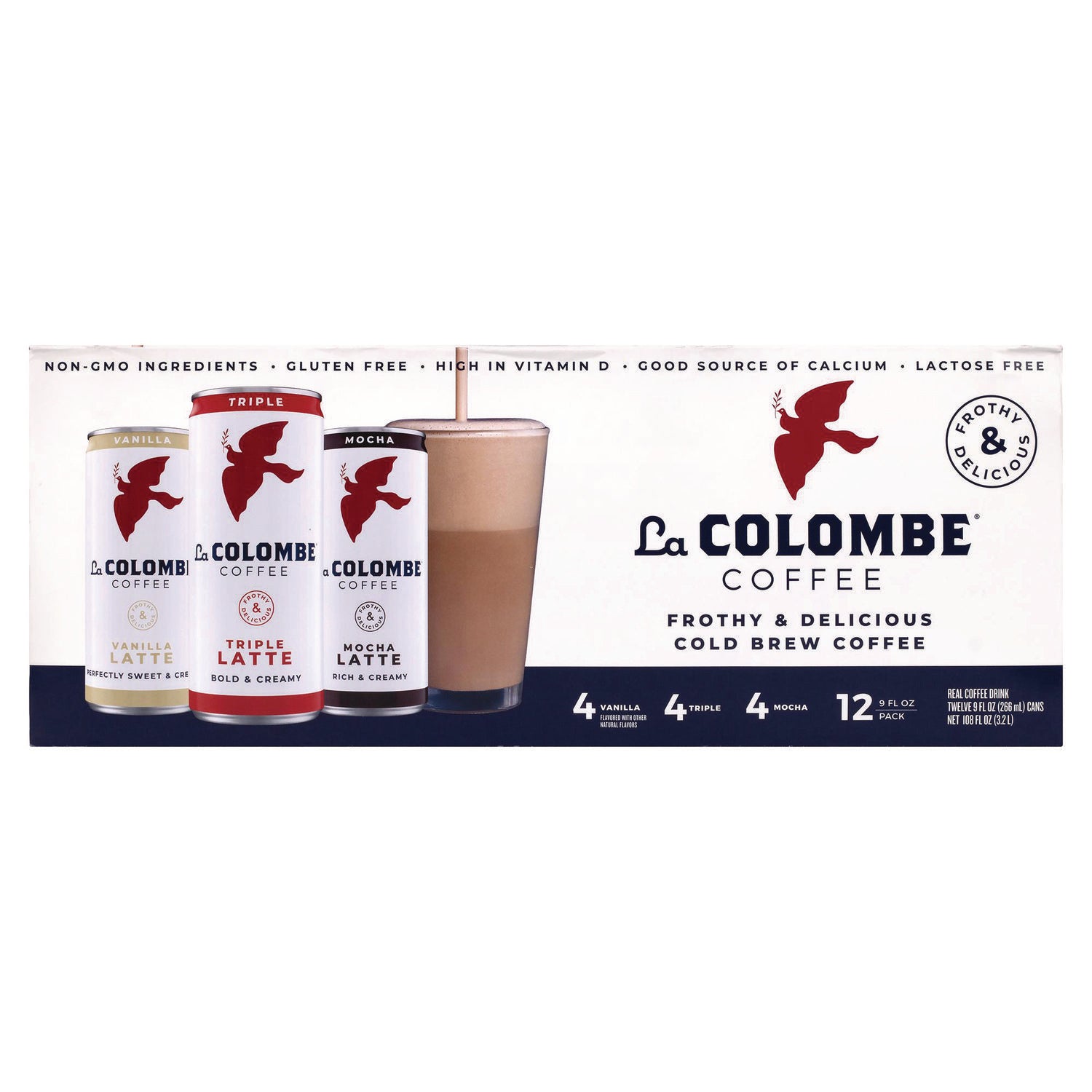 La Colombe® Draft Latte Cold Brew, Assorted Flavors, 9 oz Can, 12/Carton