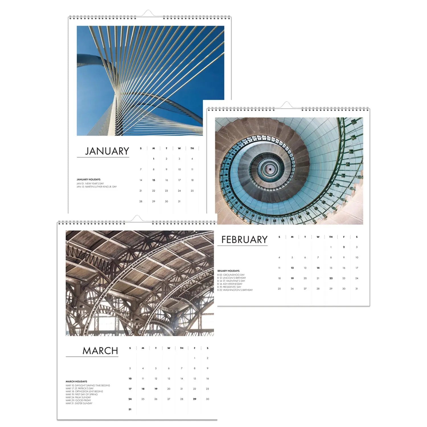 House of Doolittle™ 100% Recycled Abstract Architecture Photos Wall Calendar, 14 x 11, White Sheets, 12-Month (Jan-Dec): 2025