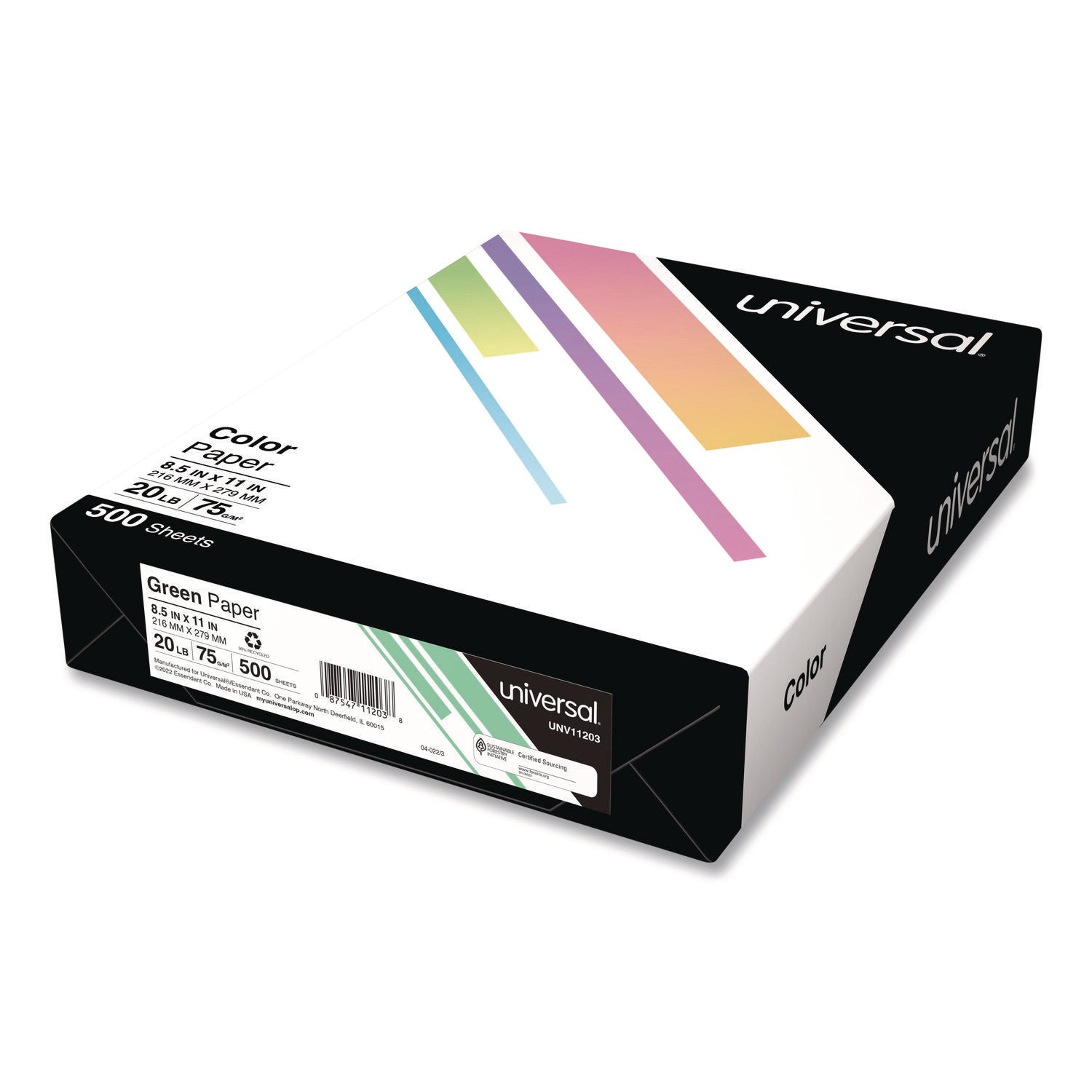 Universal® Deluxe Colored Paper, 20 lb Bond Weight, 8.5 x 11, Green, 500/Ream