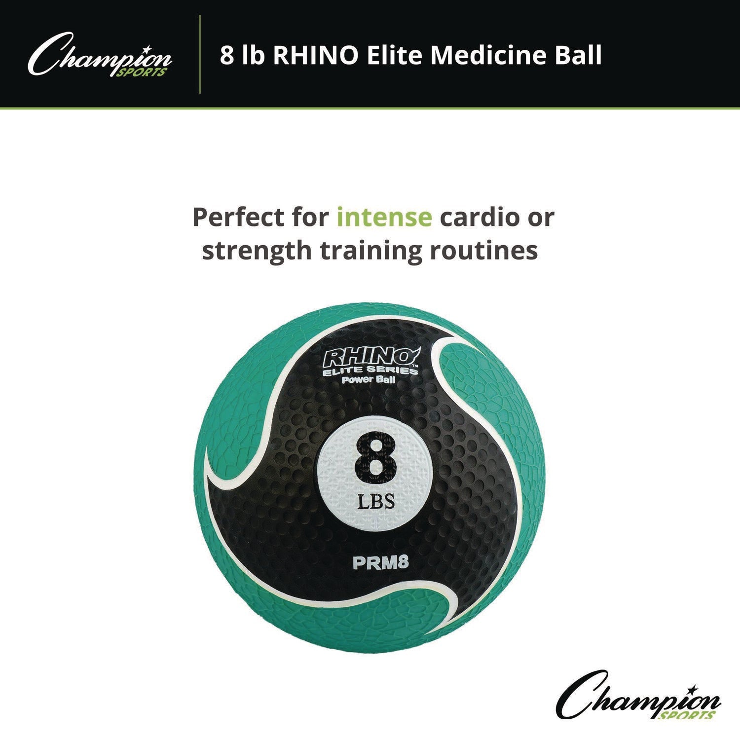 Champion Sports Rhino Elite Medicine Ball, 8 lb, Green