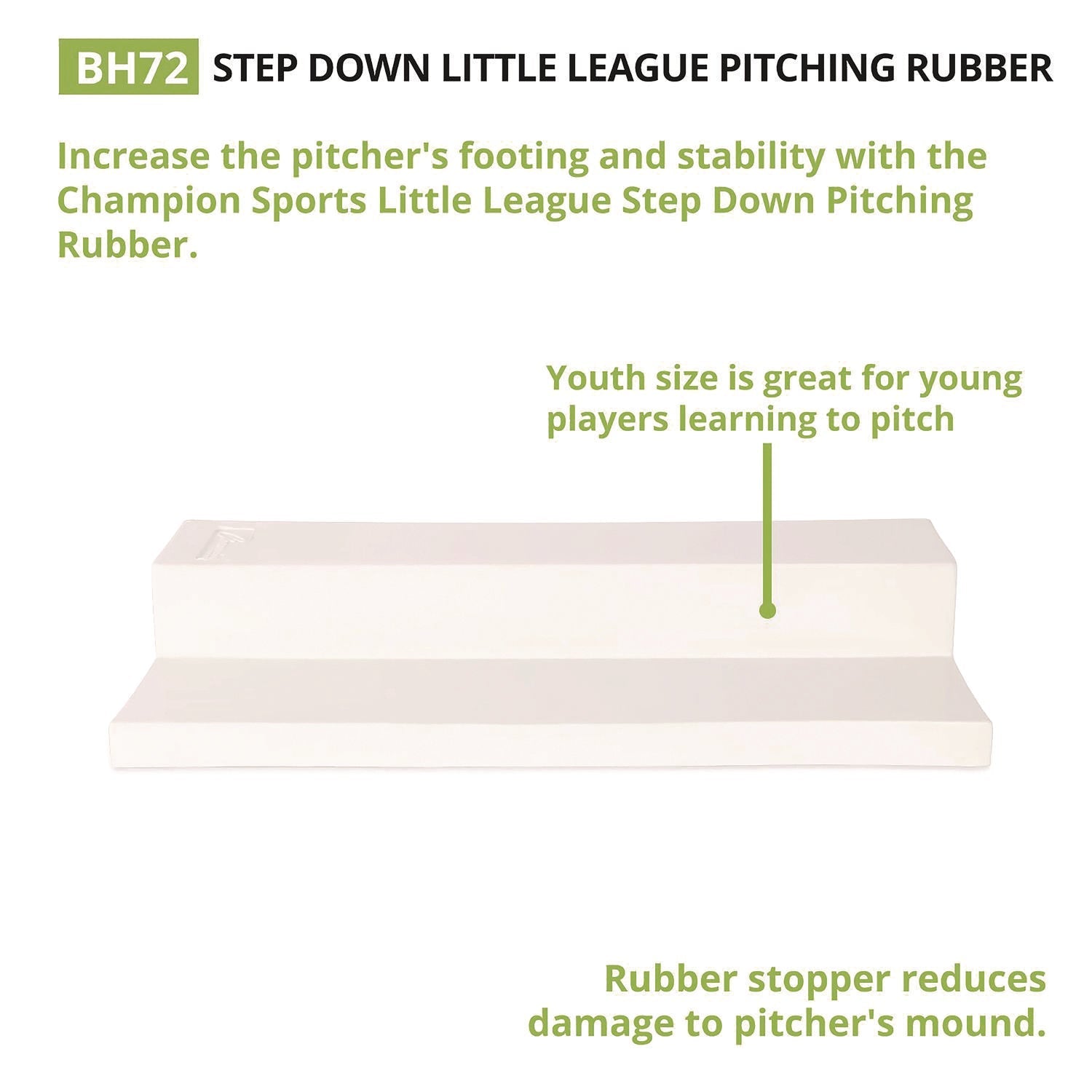 Champion Sports Step Down Youth Pitching Rubber, 18" x 4"