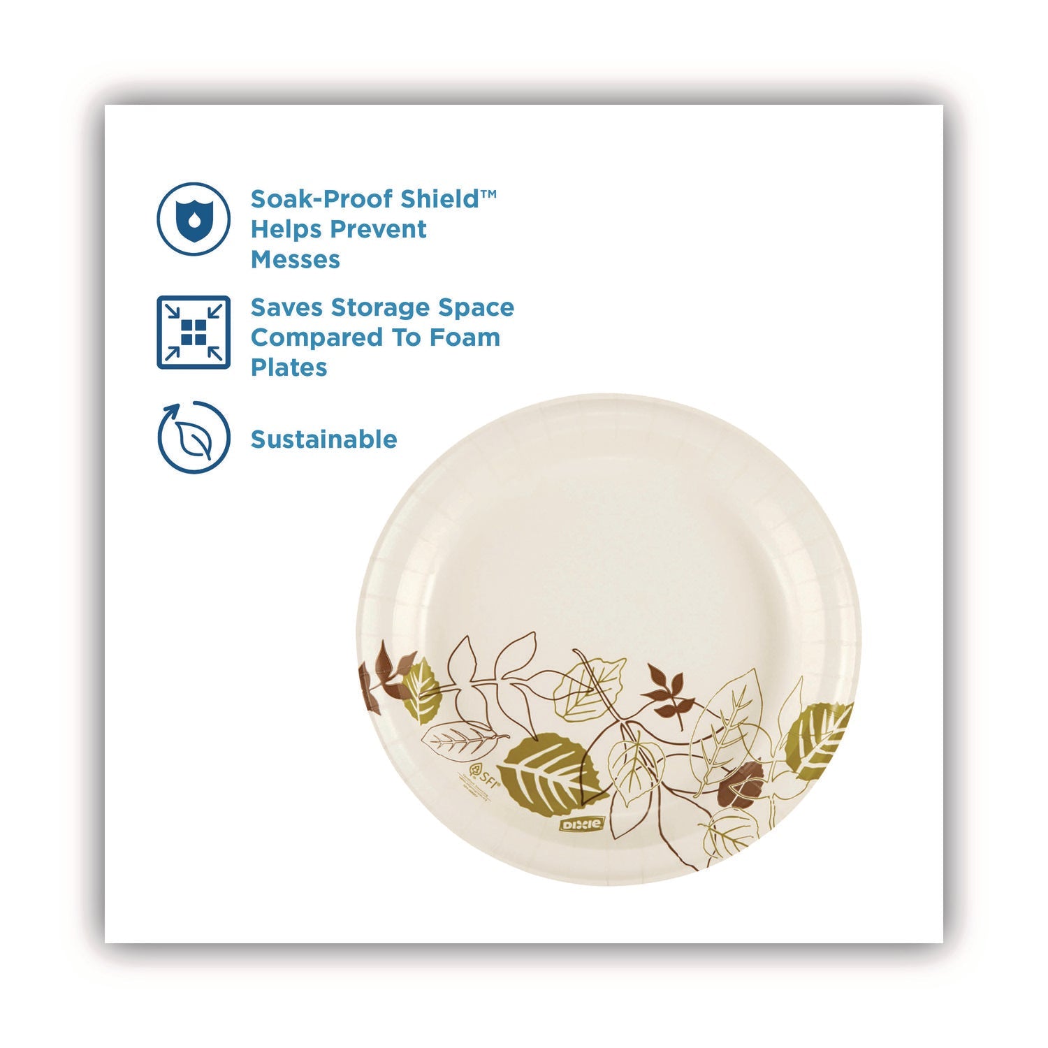 Dixie® Pathways Soak-Proof Shield Mediumweight Paper Plates, Wisesize, 8.5" Dia, Green/burgundy, 125/pack