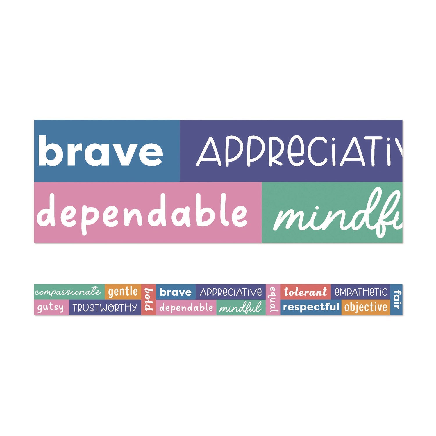 Carson-Dellosa Education Straight Borders, 12-Piece Set, Motivational: Positive Words, 3" x 3 ft, Multicolor