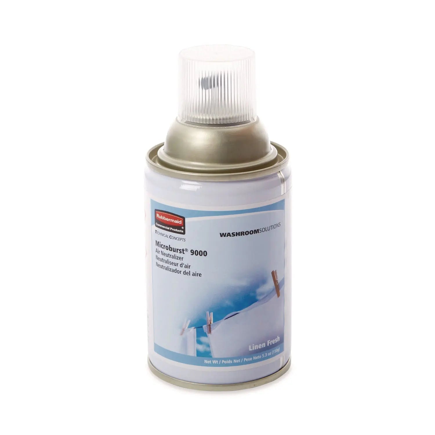 Rubbermaid® Commercial Tc Microburst 9000 Air Freshener Refill, Linen Fresh, 5.3 Oz Aerosol Spray, 4/carton