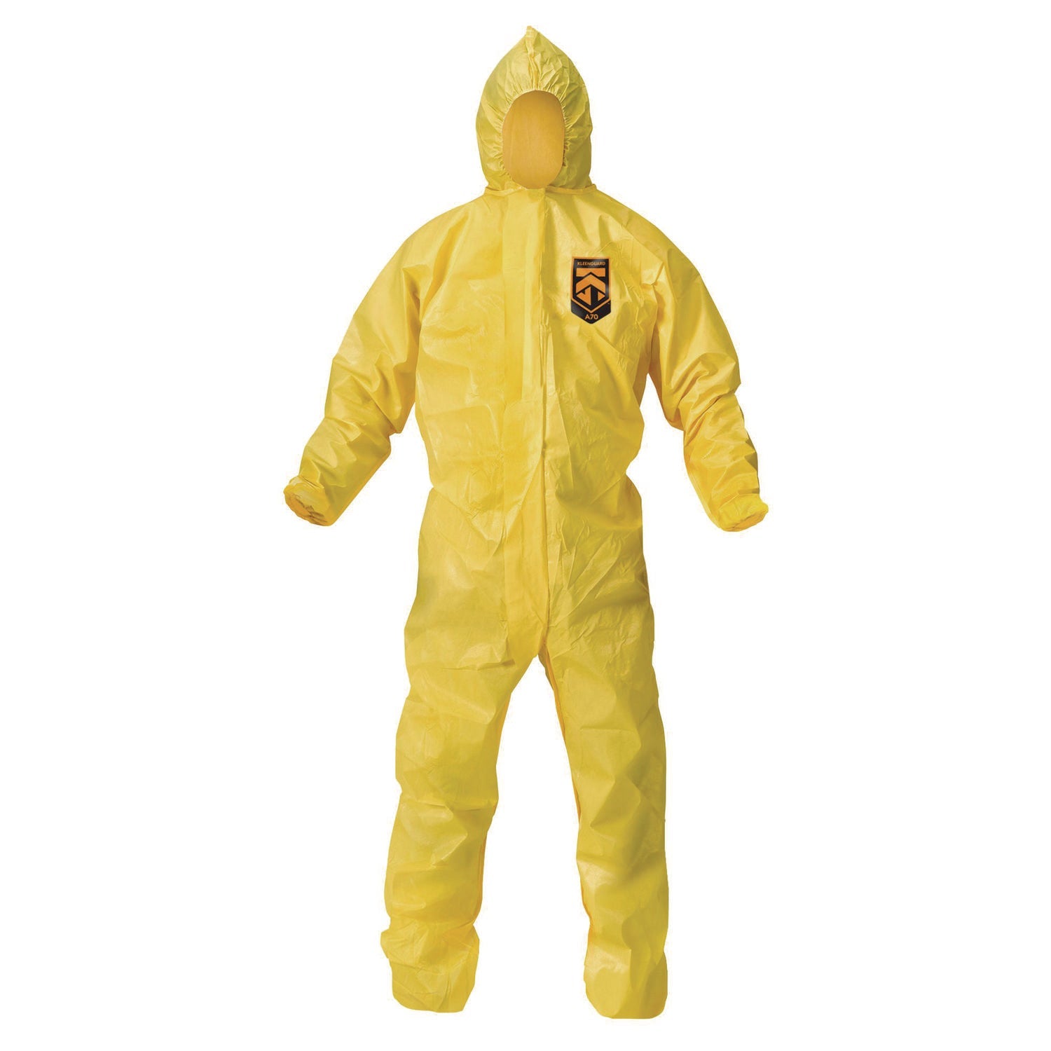 KleenGuard™ A70 Chemical Spray Protection Coveralls, Elastic Wrists, Ankles, Hood, 3X-Large, Yellow, 12/Carton