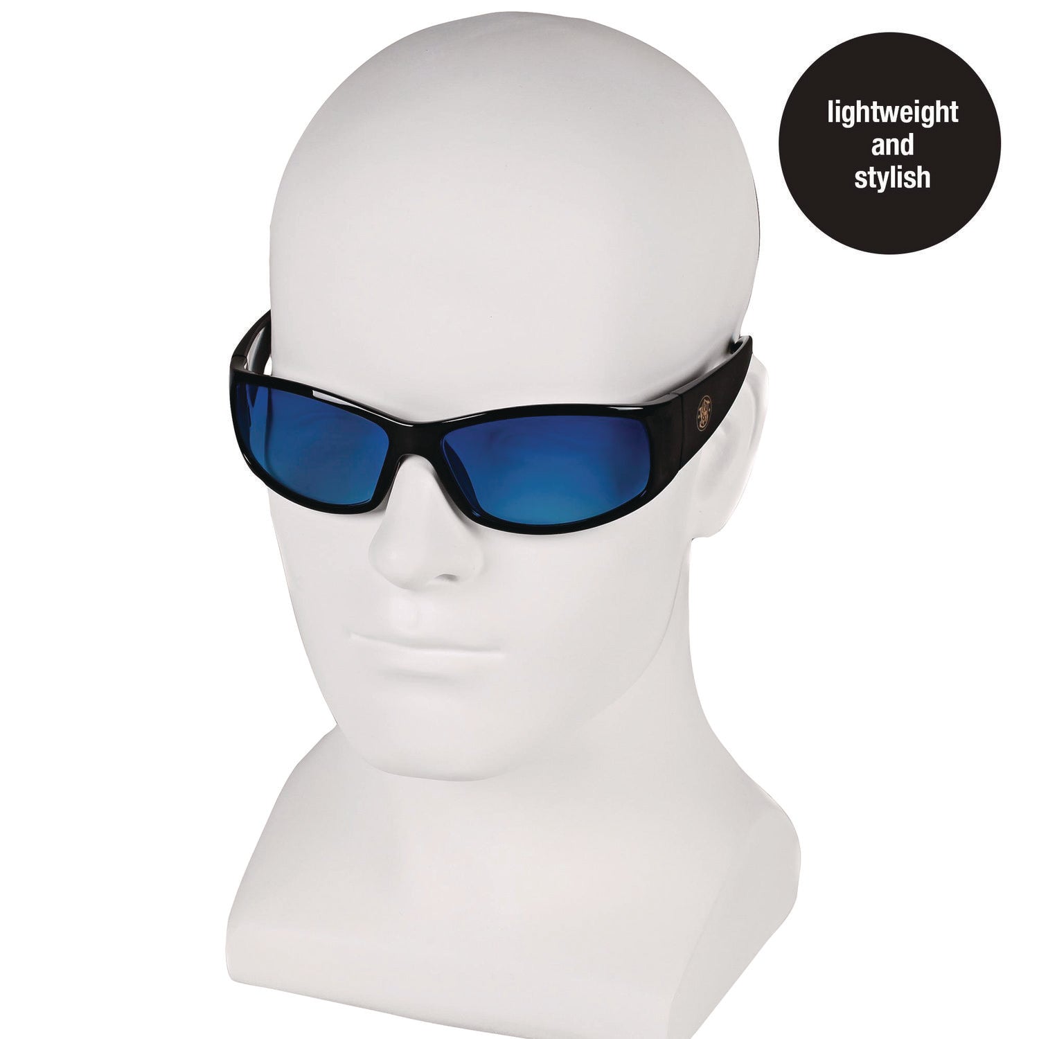 Smith & Wesson® Elite Safety Glasses 3016314, Black Frame, Blue Mirror Polycarbonate Lens, 12/Carton
