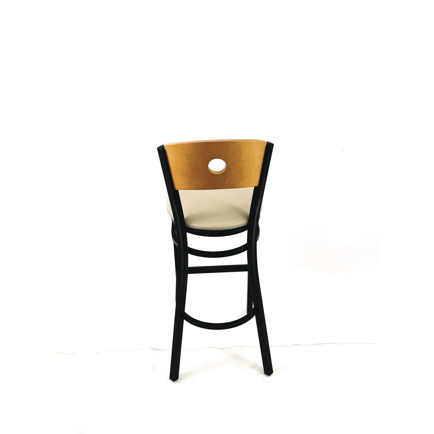 JMC Furniture Circle Series Barstool, Supports Up to 300 lb, 28.5" Seat Height, Taupe Seat, Natural Back, Black Base - Bloom Skins