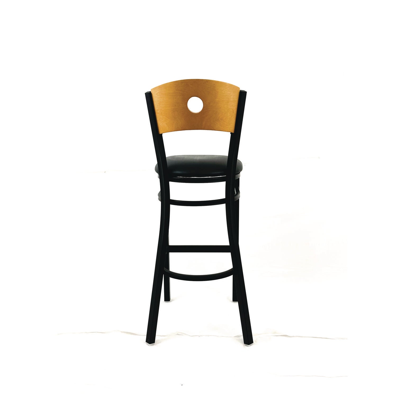 JMC Furniture Circle Series Barstool, Supports Up to 300 lb, 28.5" Seat Height, Black Seat, Natural Back, Black Base - Bloom Skins