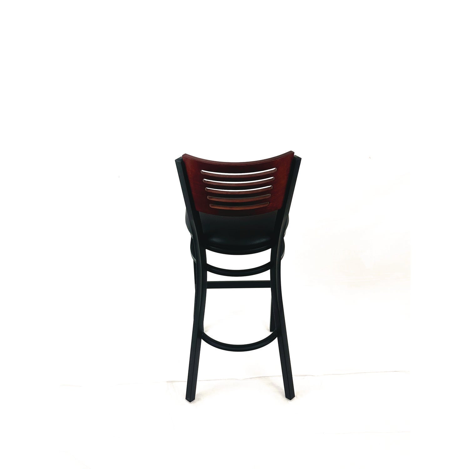 JMC Furniture Jones River Series Barstool, Supports Up to 300 lb, 28.5" Seat Height, Black Seat, Dark Mahogany Back, Black Base - Bloom Skins