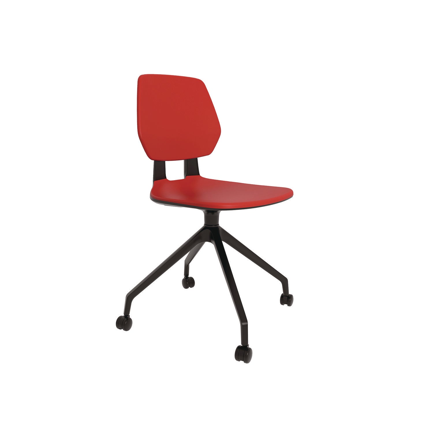 Safco® Commute Guest Chair, Supports Up to 275 lbs, 19" Seat Height, Red Seat, Red Back, Black Base