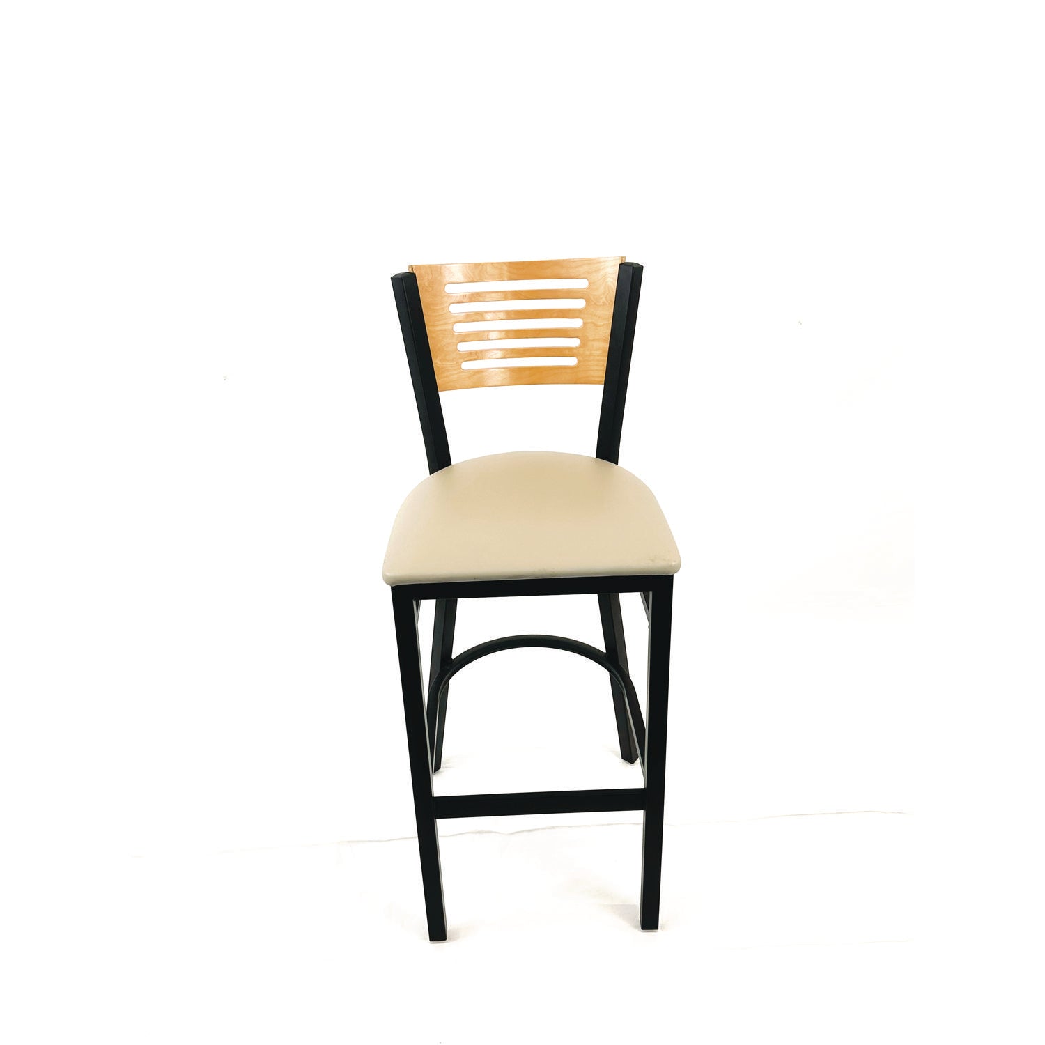 JMC Furniture Jones River Series Barstool, Supports Up to 300 lb, 28.5" Seat Height, Taupe Seat, Natural Back, Black Base