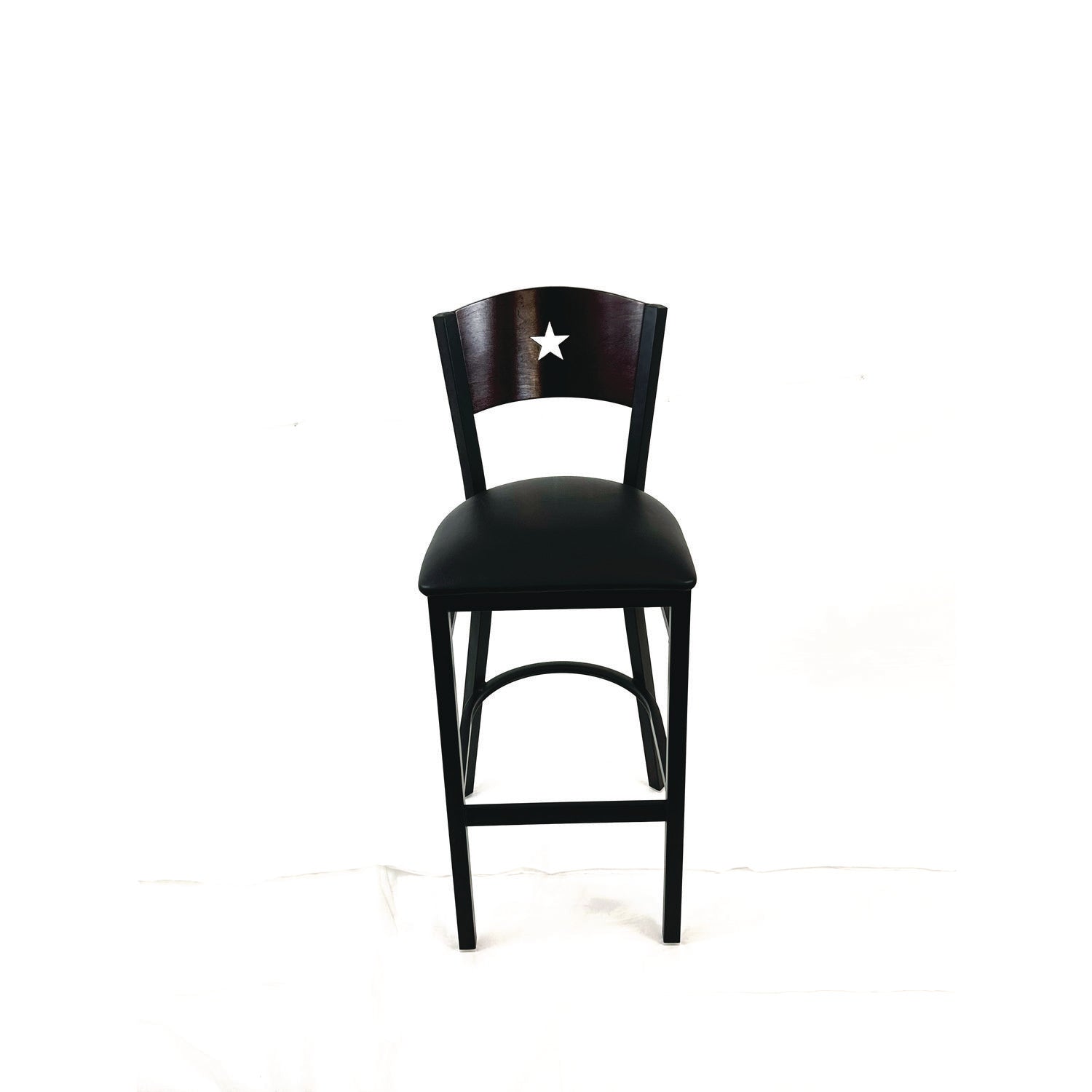 JMC Furniture Liberty Series Barstool, Supports Up to 300 lb, 28.5" Seat Height, Black Seat, Dark Mahogany Back, Black Base - Bloom Skins