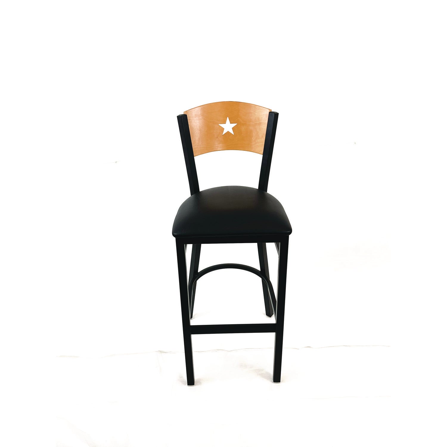 JMC Furniture Liberty Series Barstool, Supports Up to 300 lb, 28.5" Seat Height, Black Seat, Natural Back, Black Base - Bloom Skins